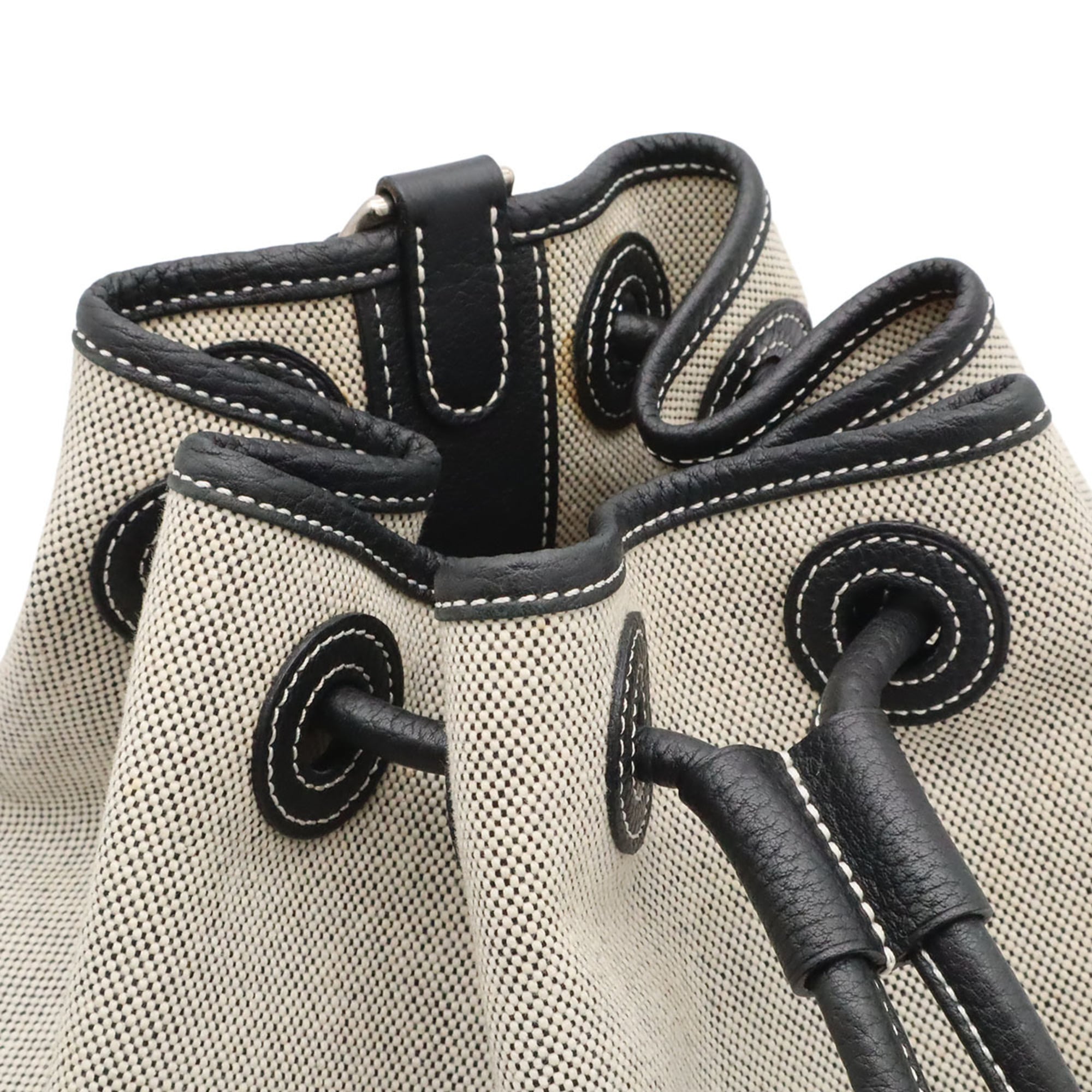 Hermes Black Light Gray White Toile H Shoulder Bag (Pre-Owned)