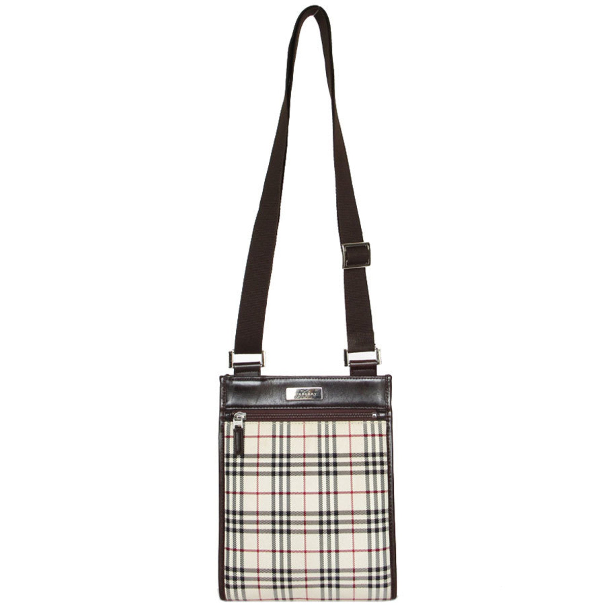 Burberry Beige Brown Canvas Leather Shoulder Bag (Pre-Owned)