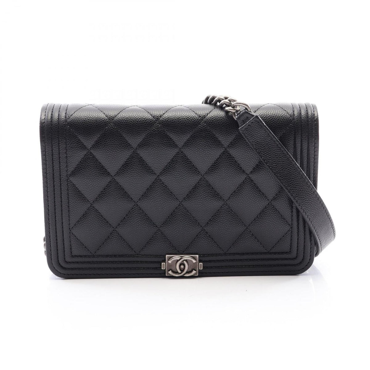 Chanel Black Grained Calfskin Handbag Shoulder Bag (Pre-Owned)