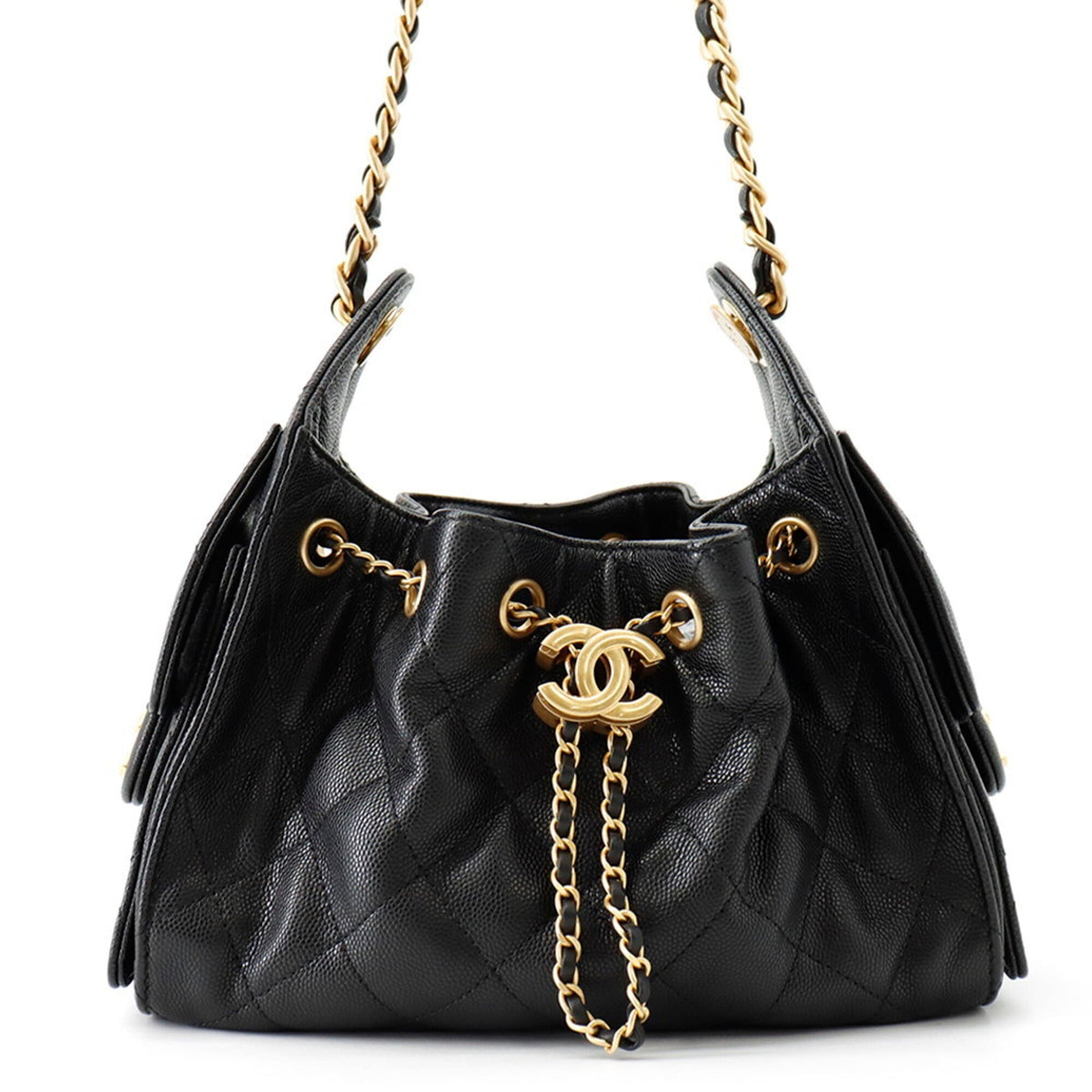 Chanel Black Grained Calfskin Handbag Shoulder Bag (Pre-Owned)