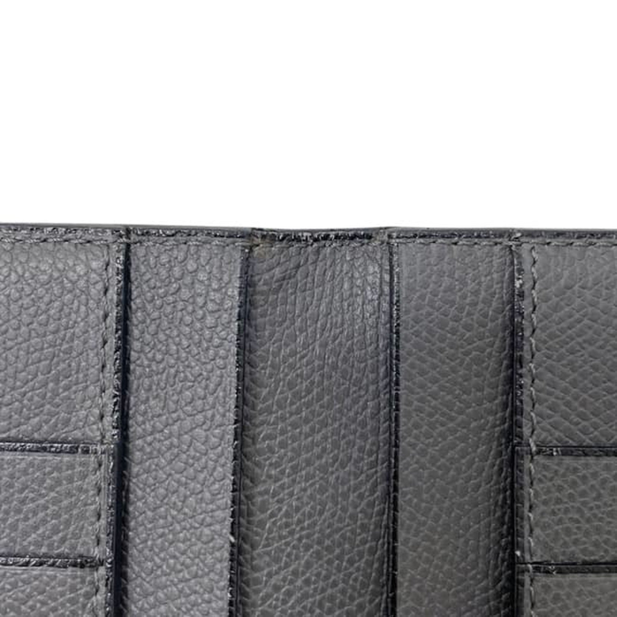 Valextra Gray Leather Long Wallet (Bi-Fold) (Pre-Owned)