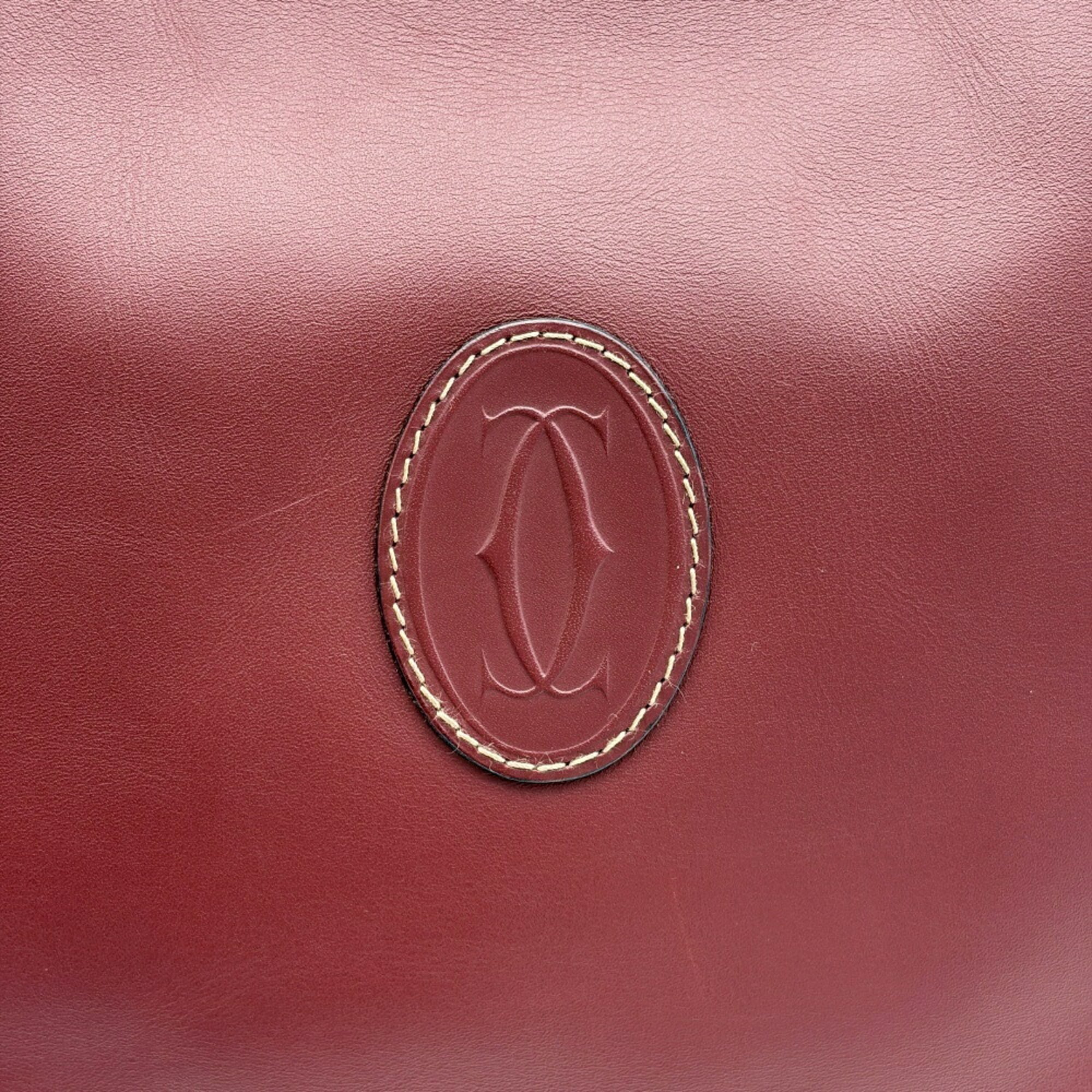Cartier Bordeaux Leather Shoulder Bag (Pre-Owned)