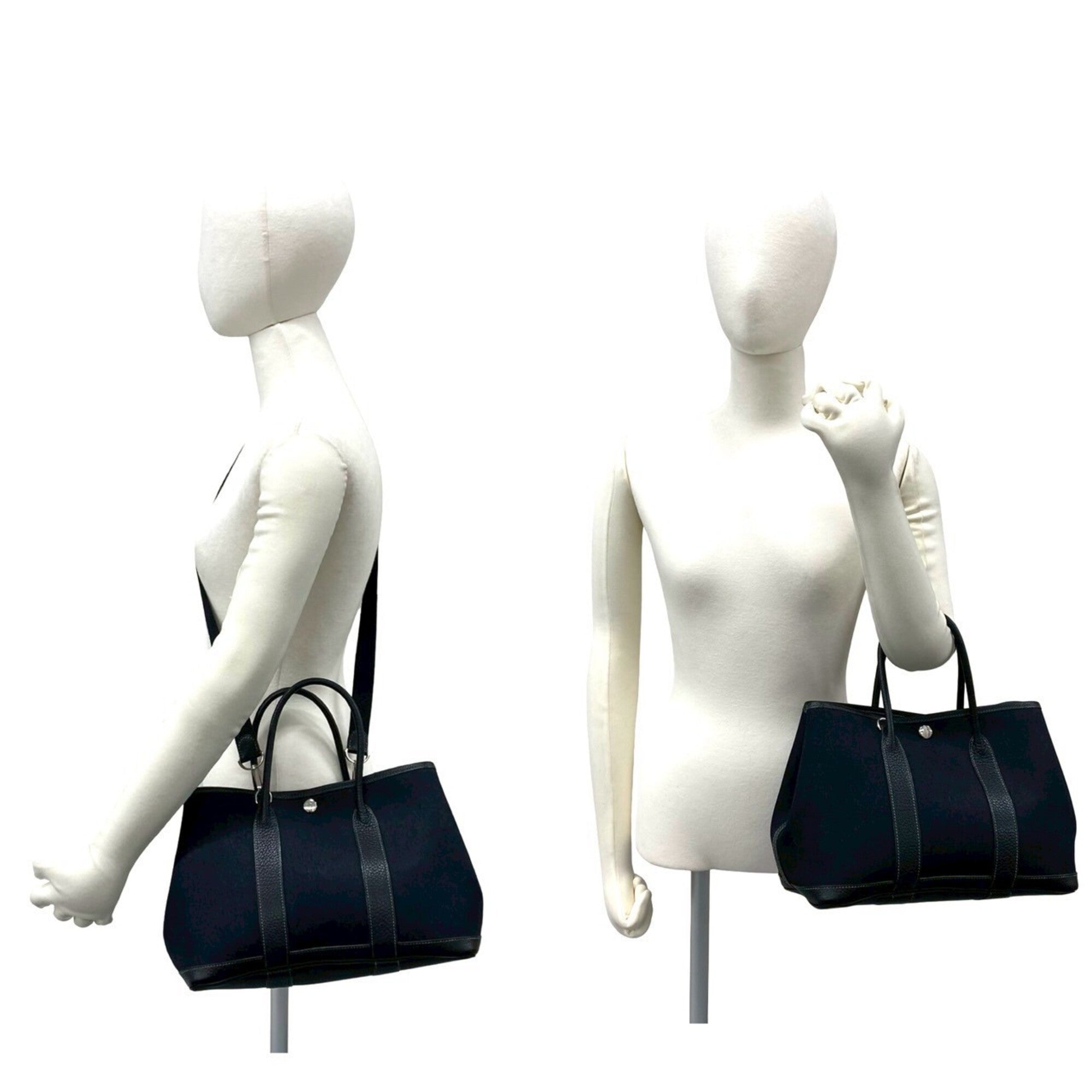 Hermes Mini Black Toile Officier Buffalo Leather Handbag Shoulder Bag (Pre-Owned)