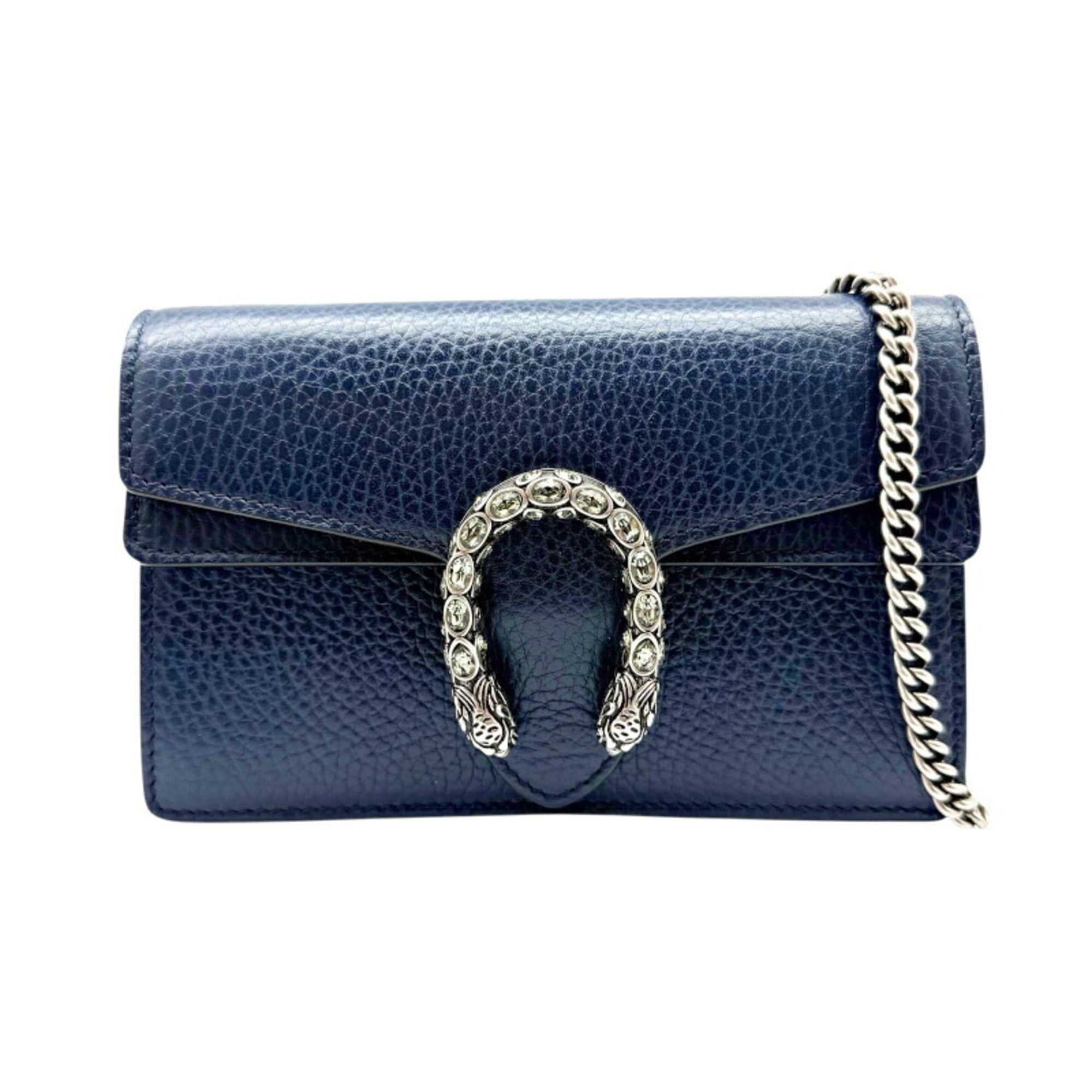 Gucci Blue Navy Leather Shoulder Bag (Pre-Owned)