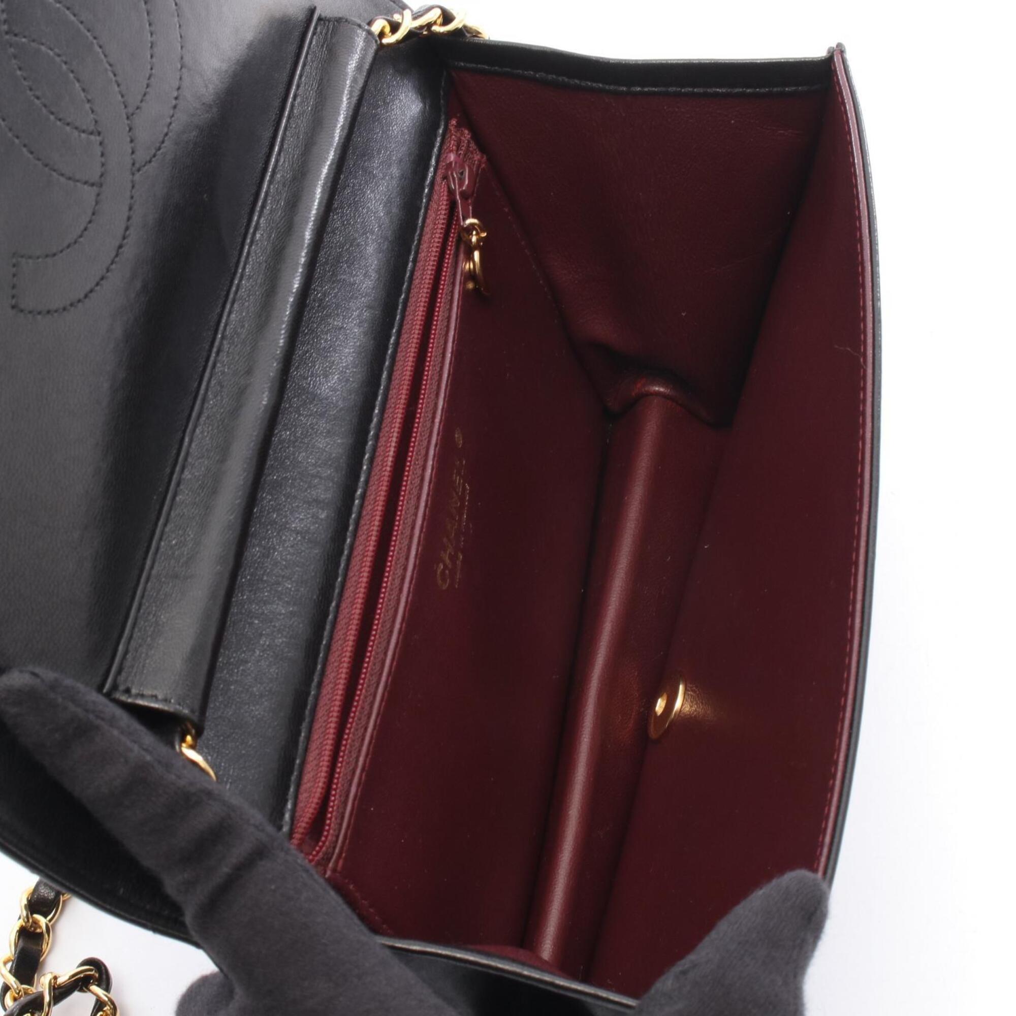 Chanel Black Leather Handbag Shoulder Bag (Pre-Owned)