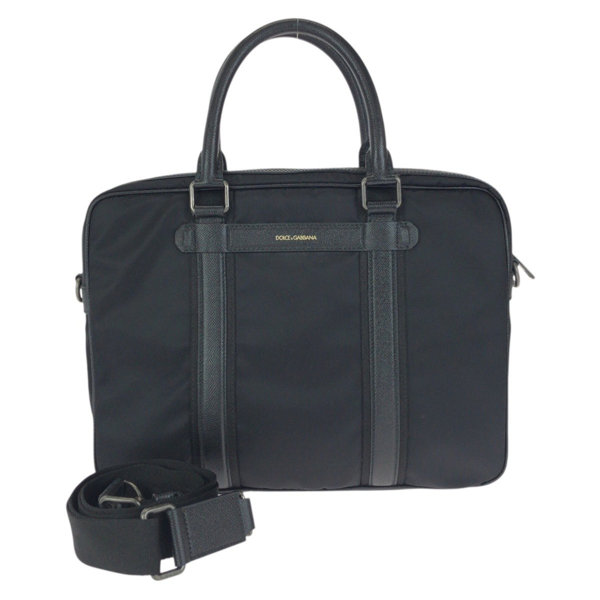 Dolce & Gabbana Black Nylon Leather Briefcase Shoulder Bag (Pre-Owned)