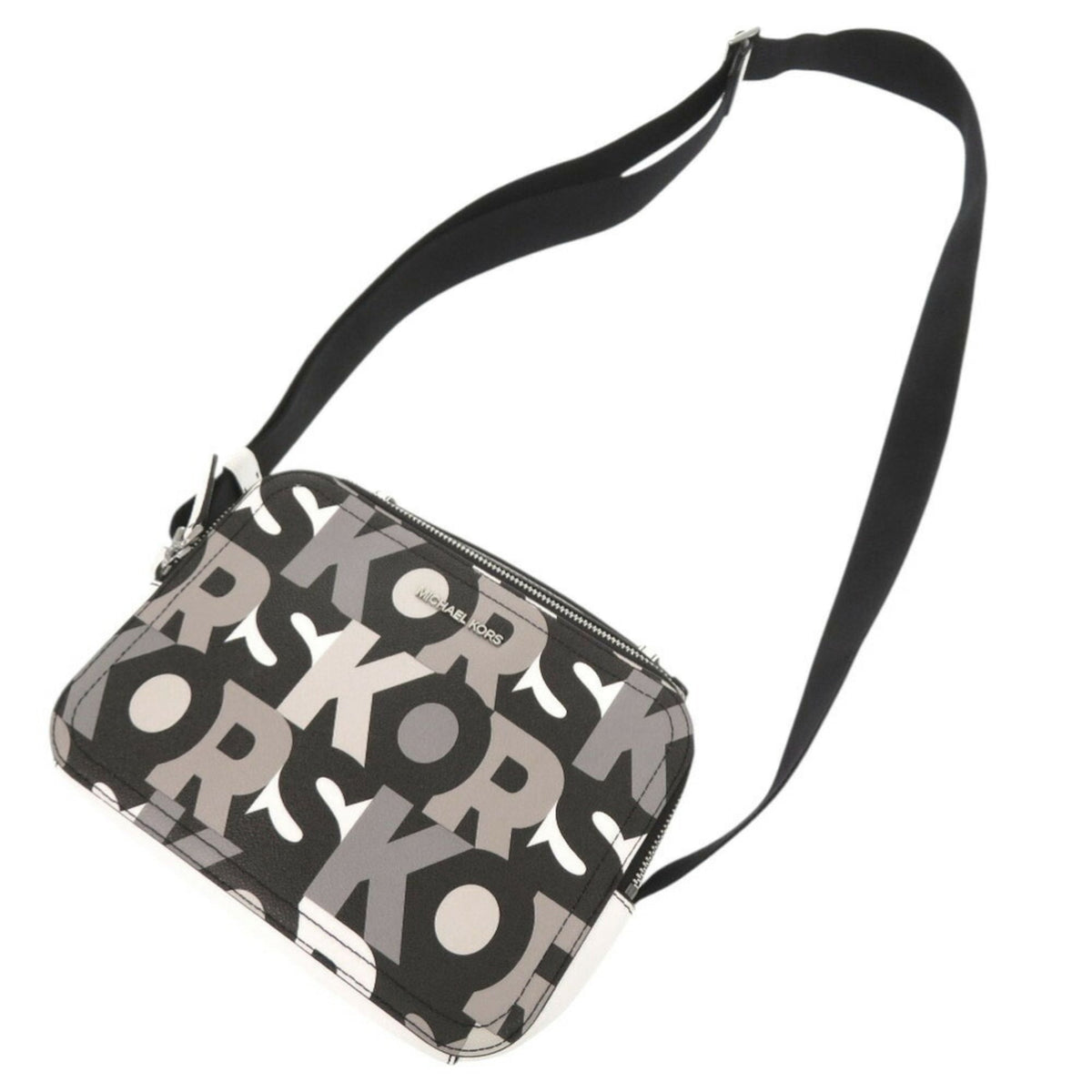 Michael Kors Black Gray White Pvc Shoulder Bag (Pre-Owned)