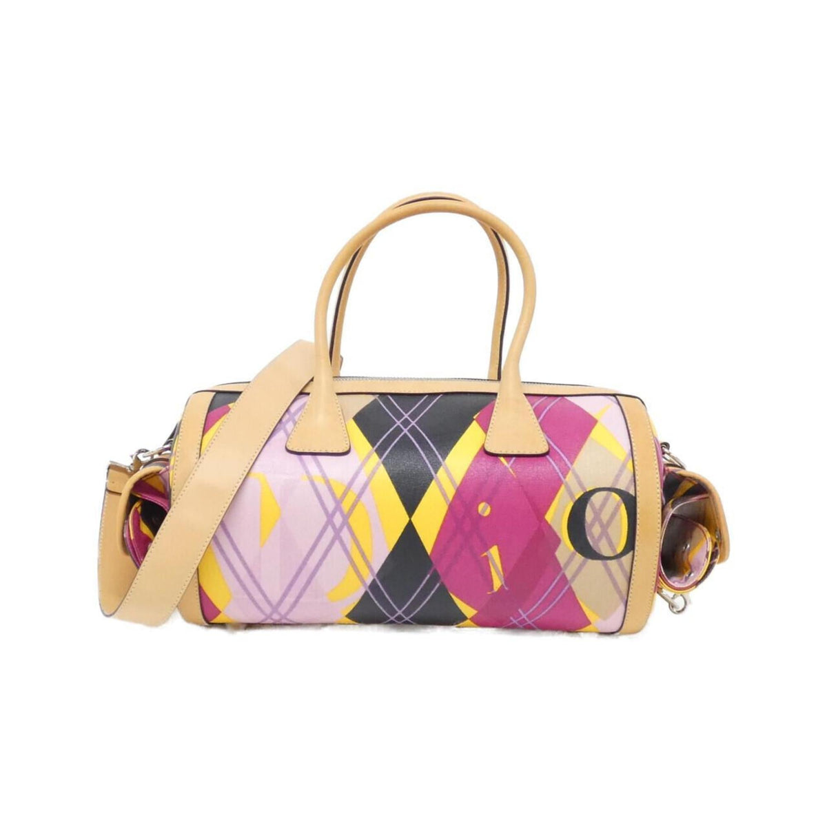 Christian Dior Multi-Color Coated Canvas Leather Boston Bag (Pre-Owned)
