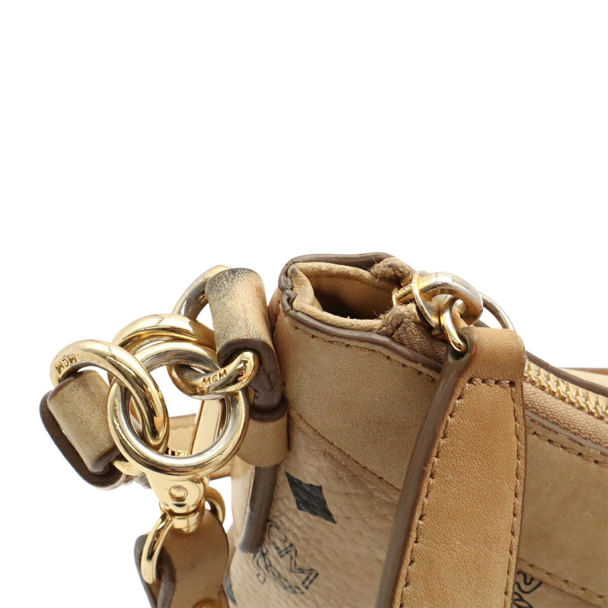 Mcm Beige Canvas Handbag Shoulder Bag (Pre-Owned)