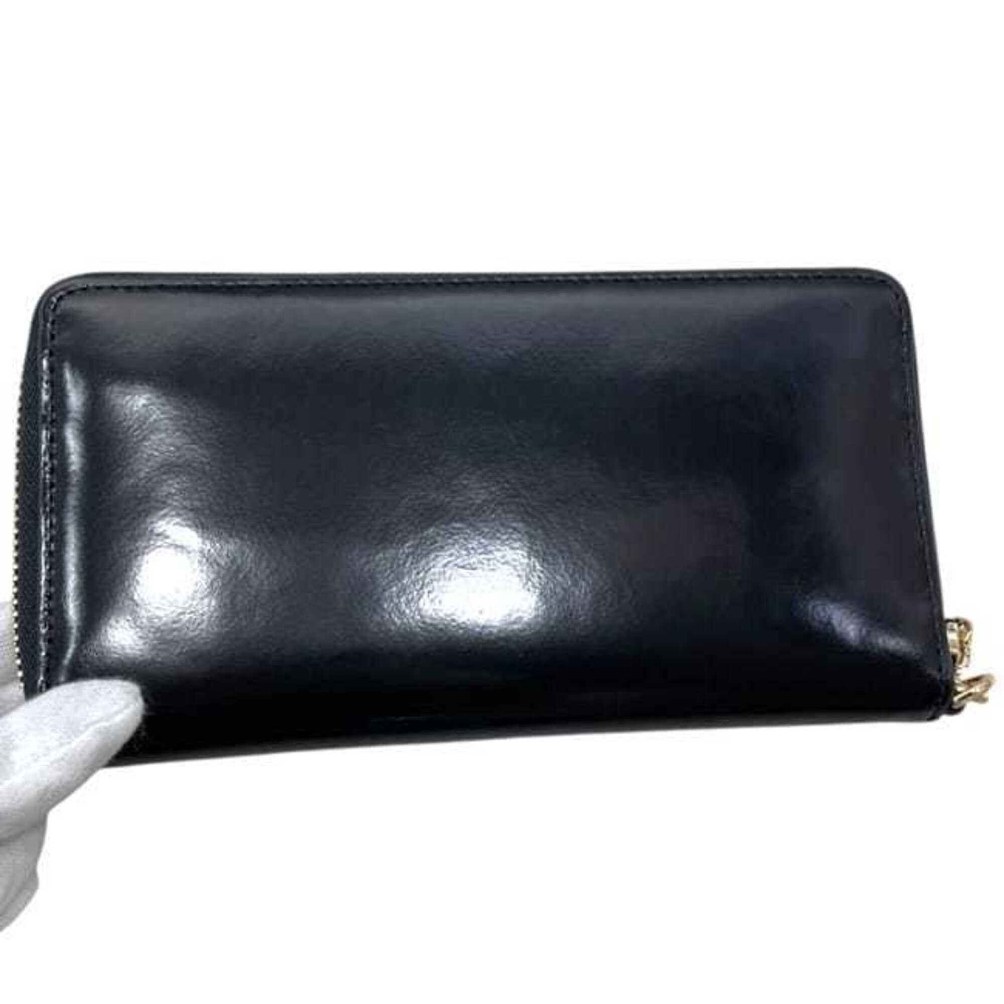 Tory Burch Black Patent Leather Long Wallet (Bi-Fold) (Pre-Owned)