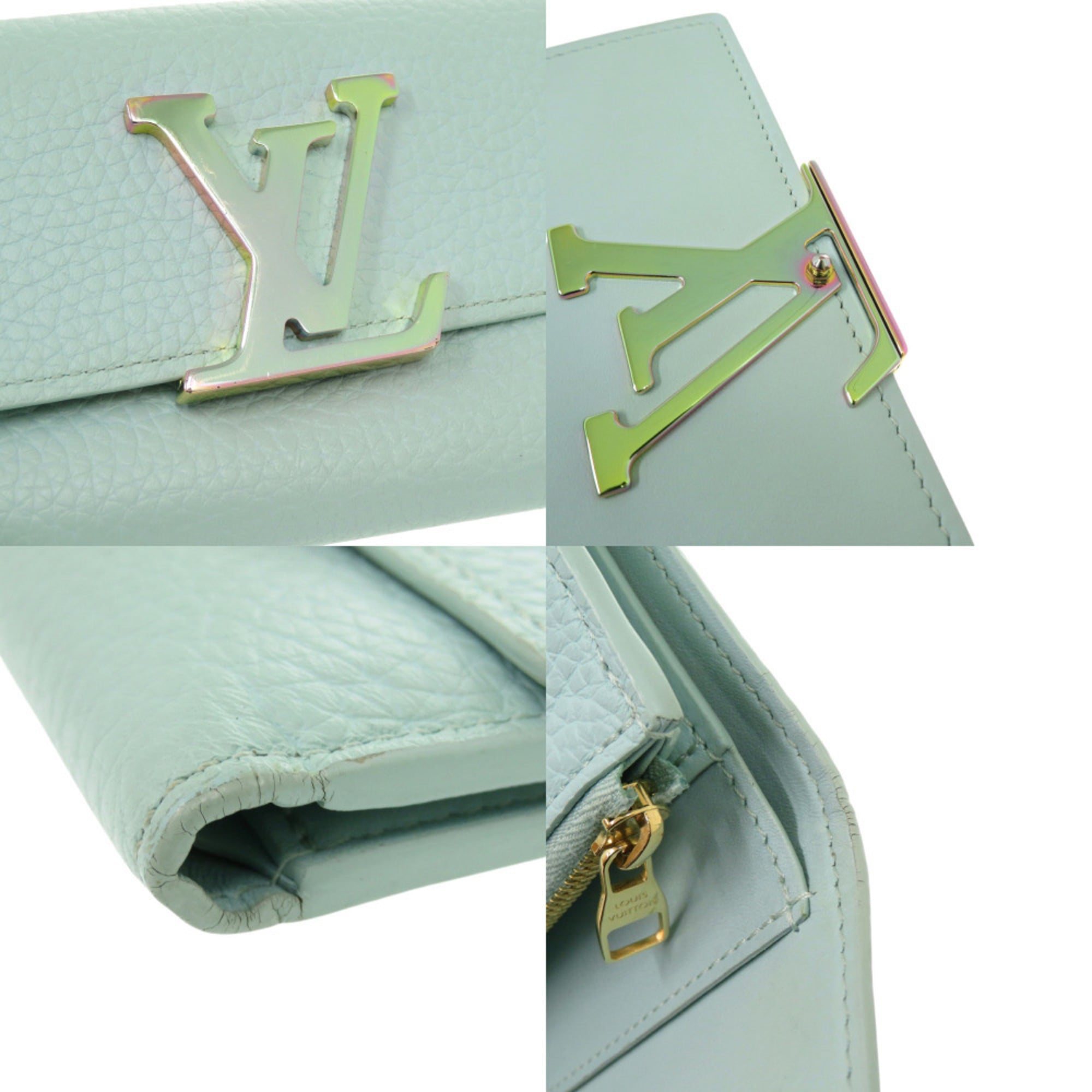 Louis Vuitton Blue Leather Wallet (Tri-Fold) (Pre-Owned)