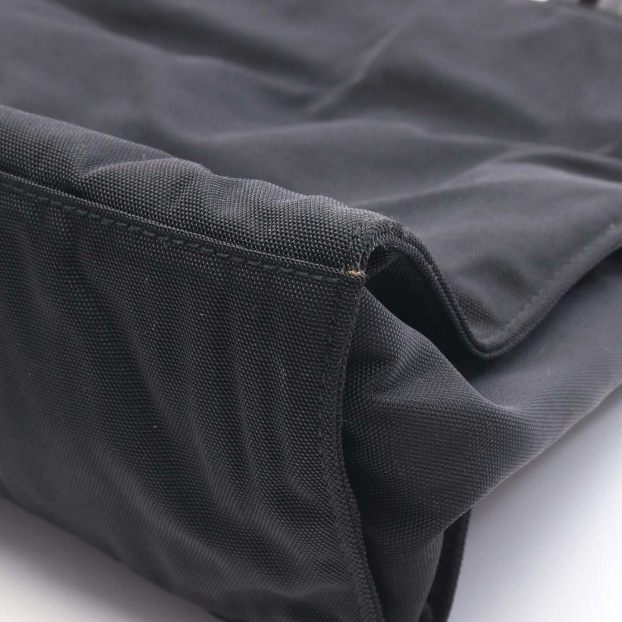 Gucci Black Leather Nylon Canvas Handbag Tote Bag (Pre-Owned)