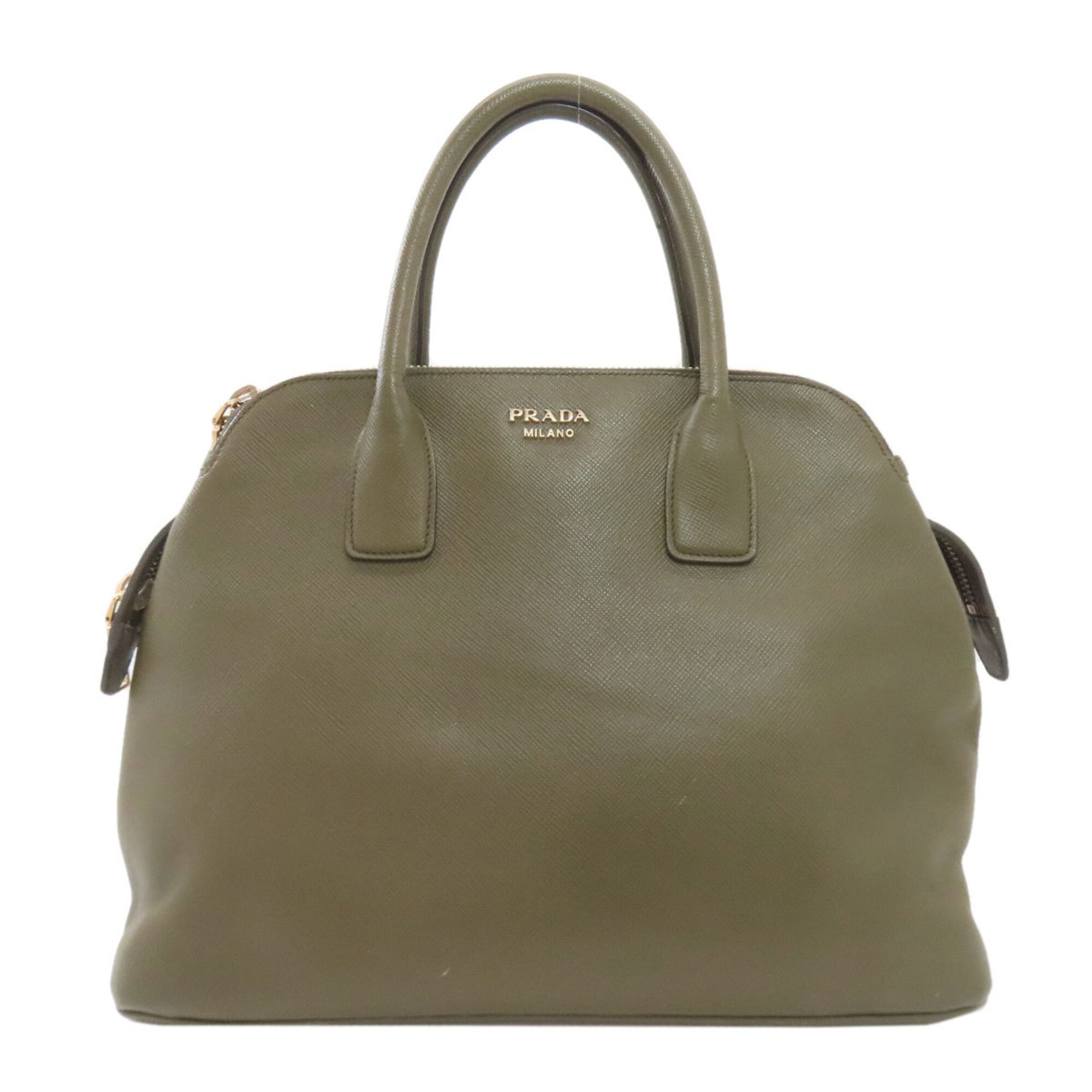 Prada Saffiano Green Saffiano Handbag (Pre-Owned)