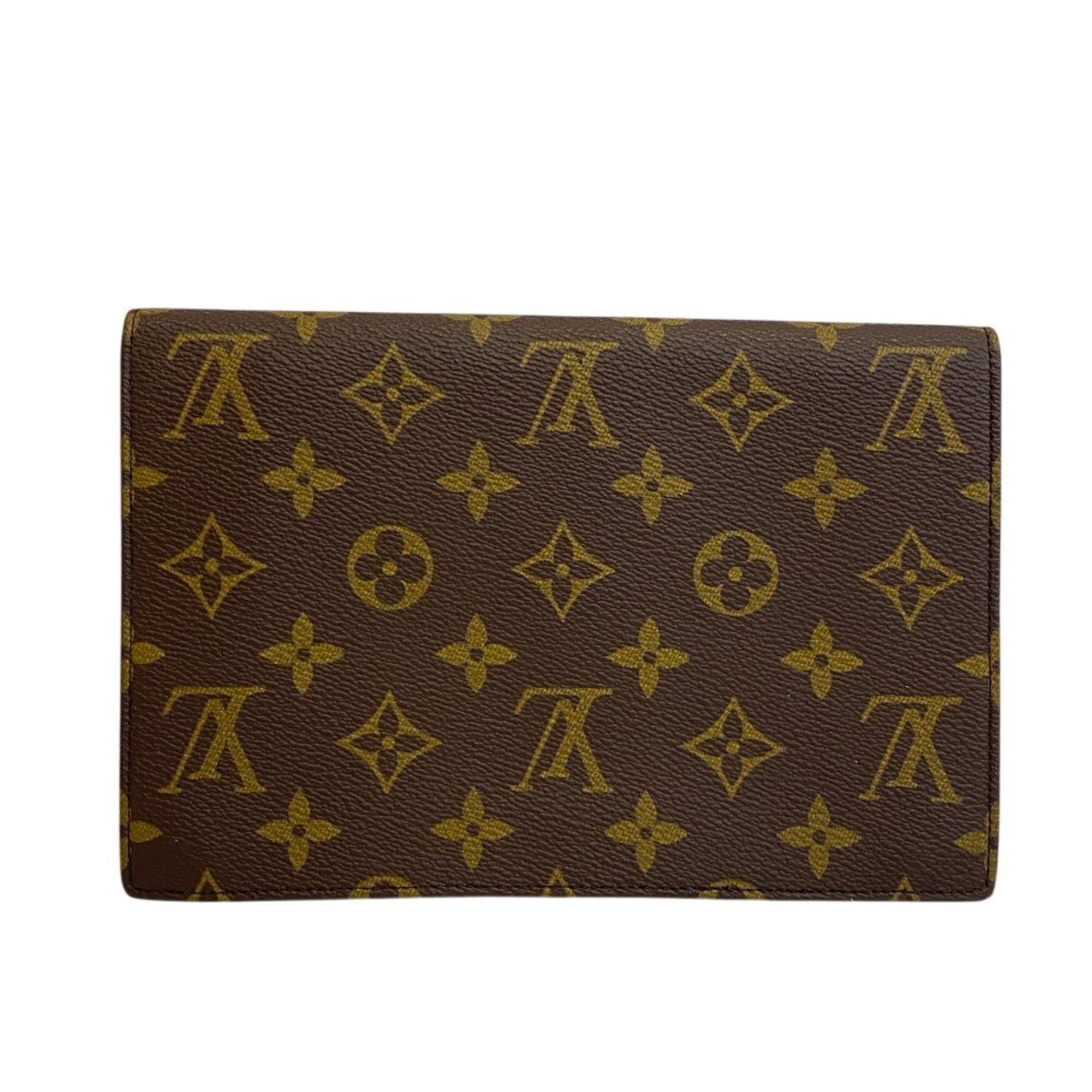 Louis Vuitton Monogram Brown Leather Clutch Bag Pochette (Pre-Owned)