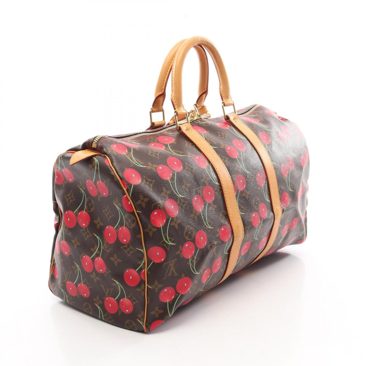 Louis Vuitton Brown Monogram Cherry Red Color Coated Canvas Leather Boston Bag Handbag (Pre-Owned)