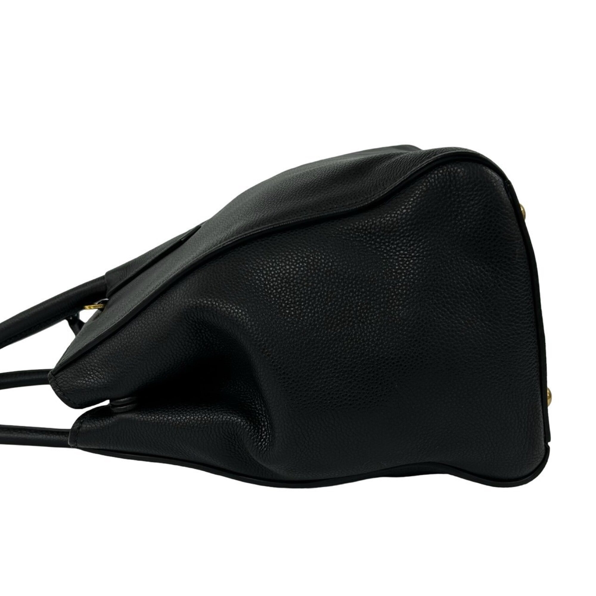 Prada Black Leather Handbag Shoulder Bag Tote Bag (Pre-Owned)