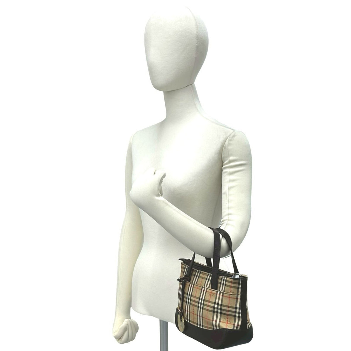 Burberry Beige Brown Canvas Leather Handbag Tote Bag (Pre-Owned)