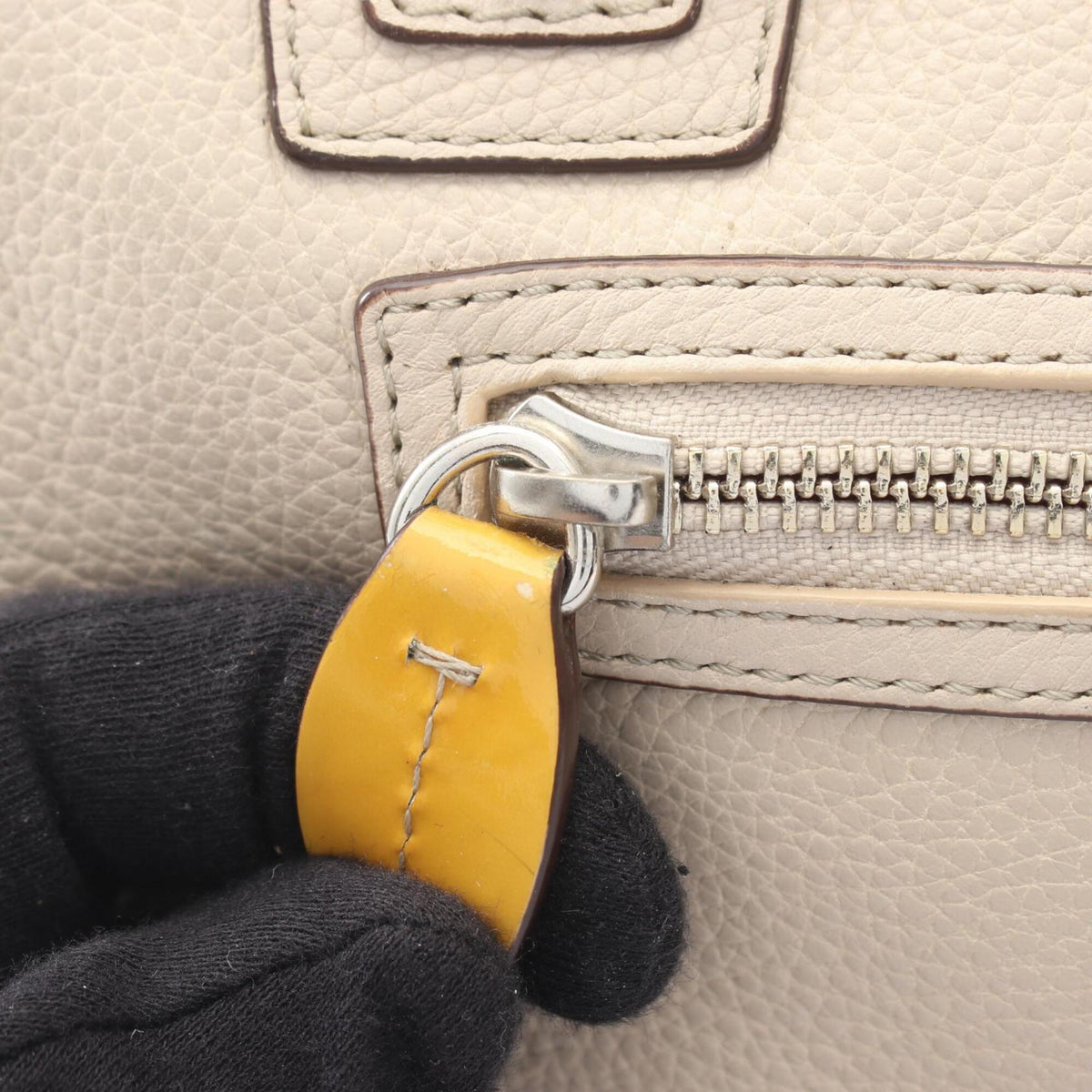 Coach Ivory Yellow Leather Patent Leather Handbag Shoulder Bag (Pre-Owned)