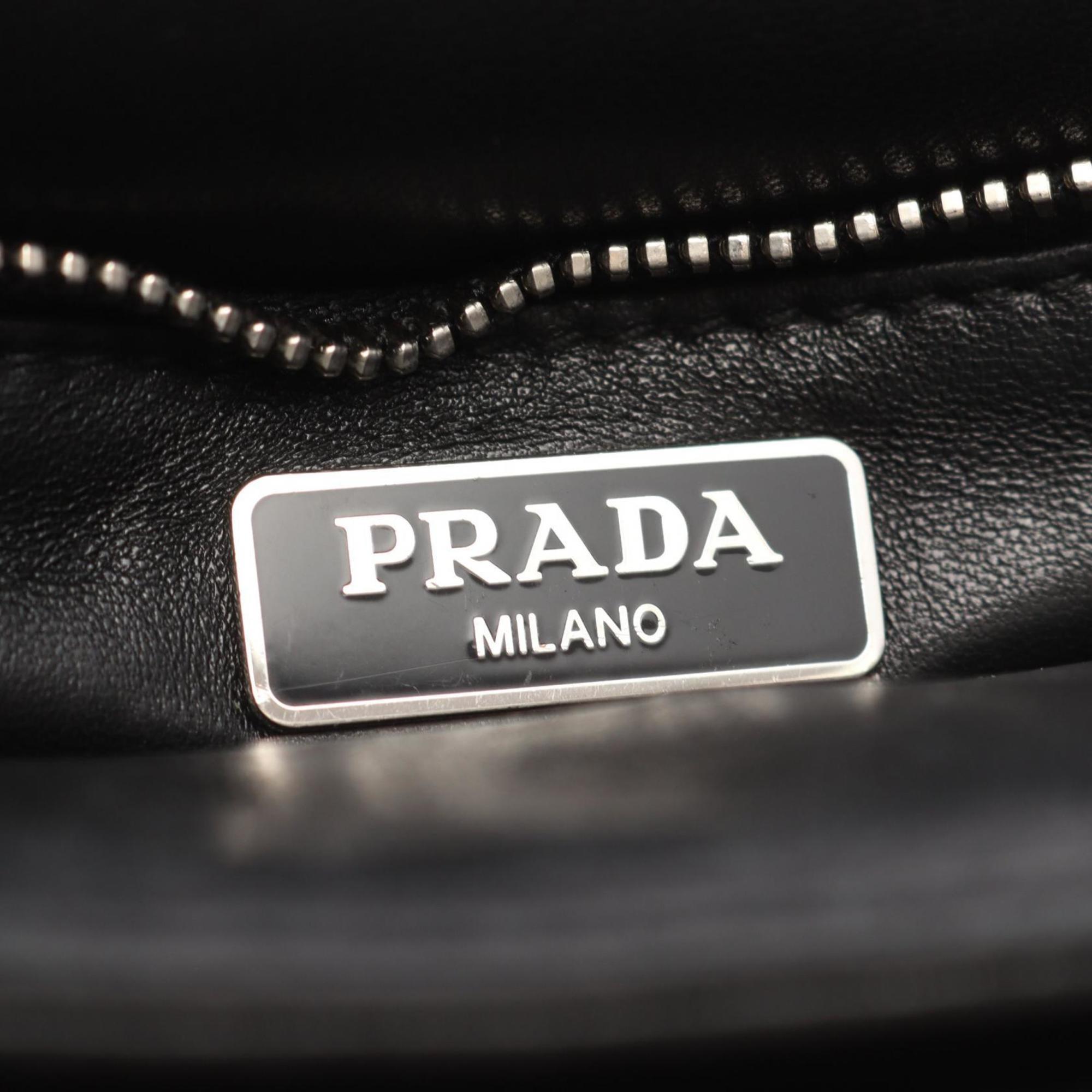 Prada Black Green Multi-Color Leather Handbag Shoulder Bag (Pre-Owned)