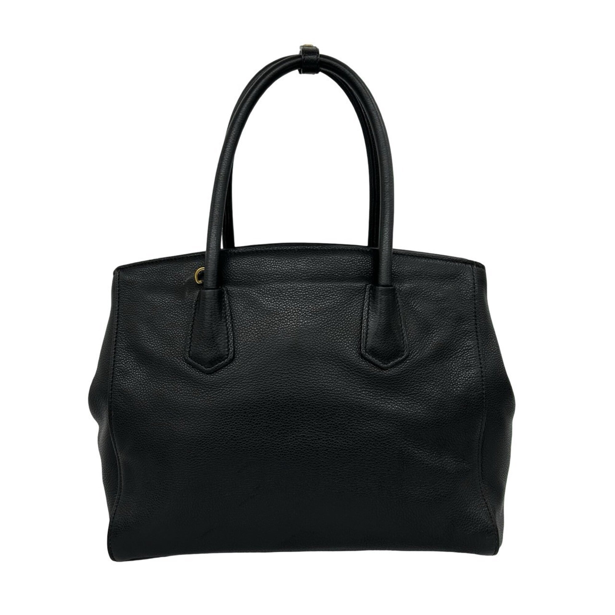 Prada Black Leather Handbag Shoulder Bag Tote Bag (Pre-Owned)