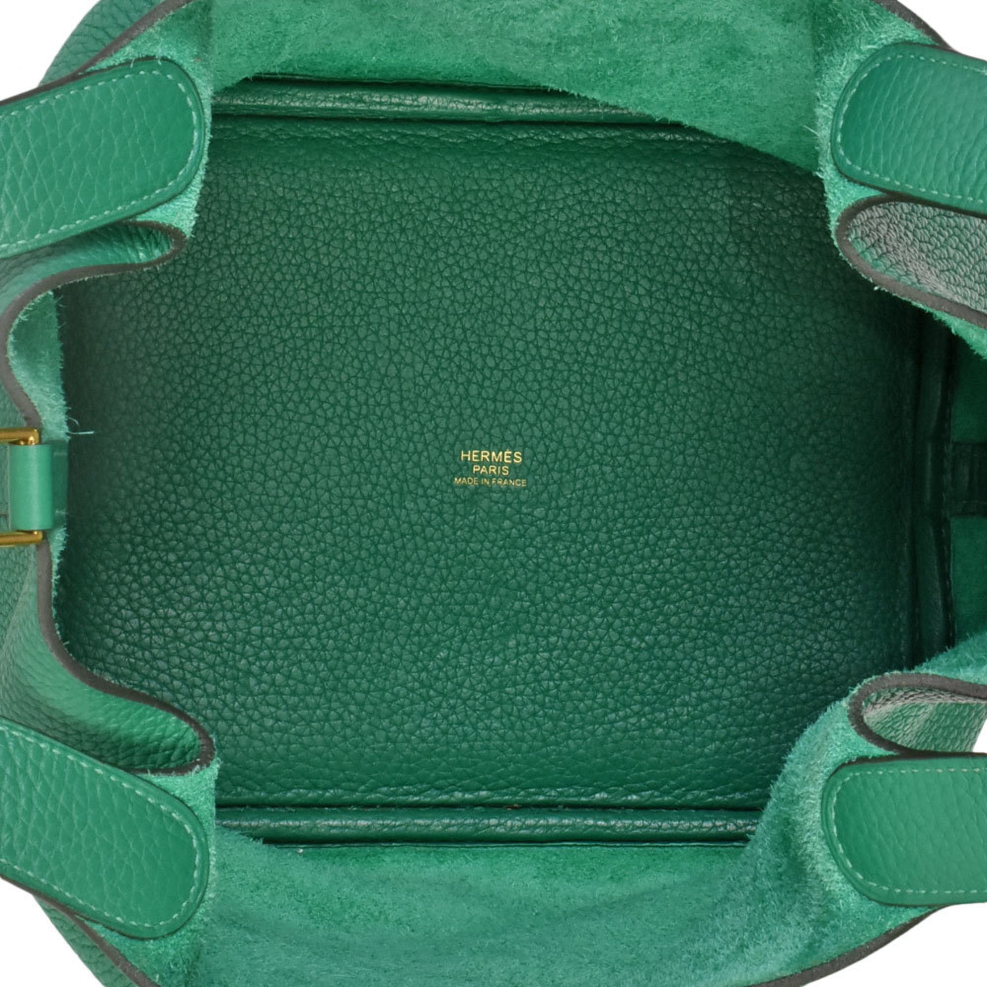 Hermes Green Taurillon Clemence Leather Handbag (Pre-Owned)