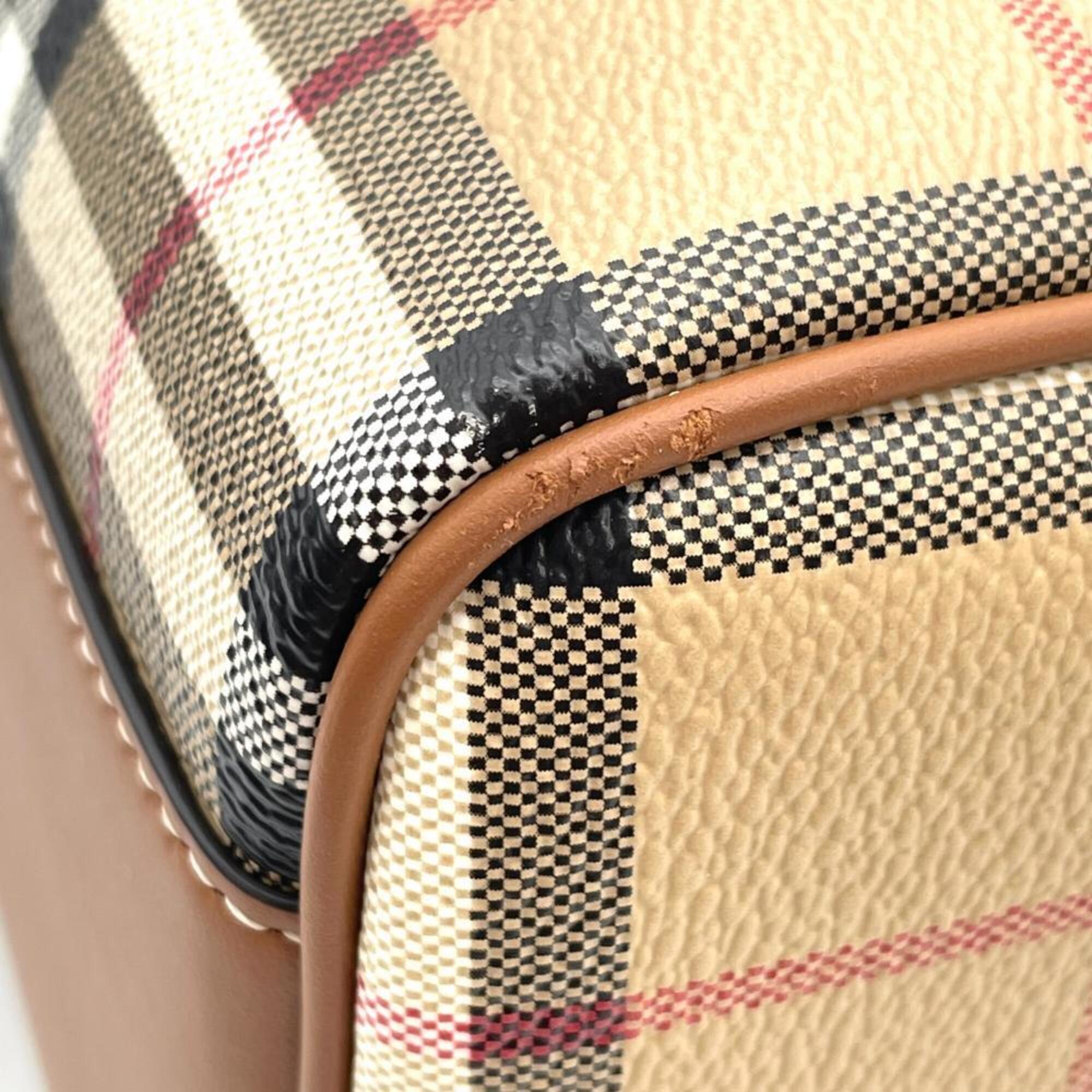 Burberry Beige Polyester Elastane Cotton Leather Boston Bag (Pre-Owned)