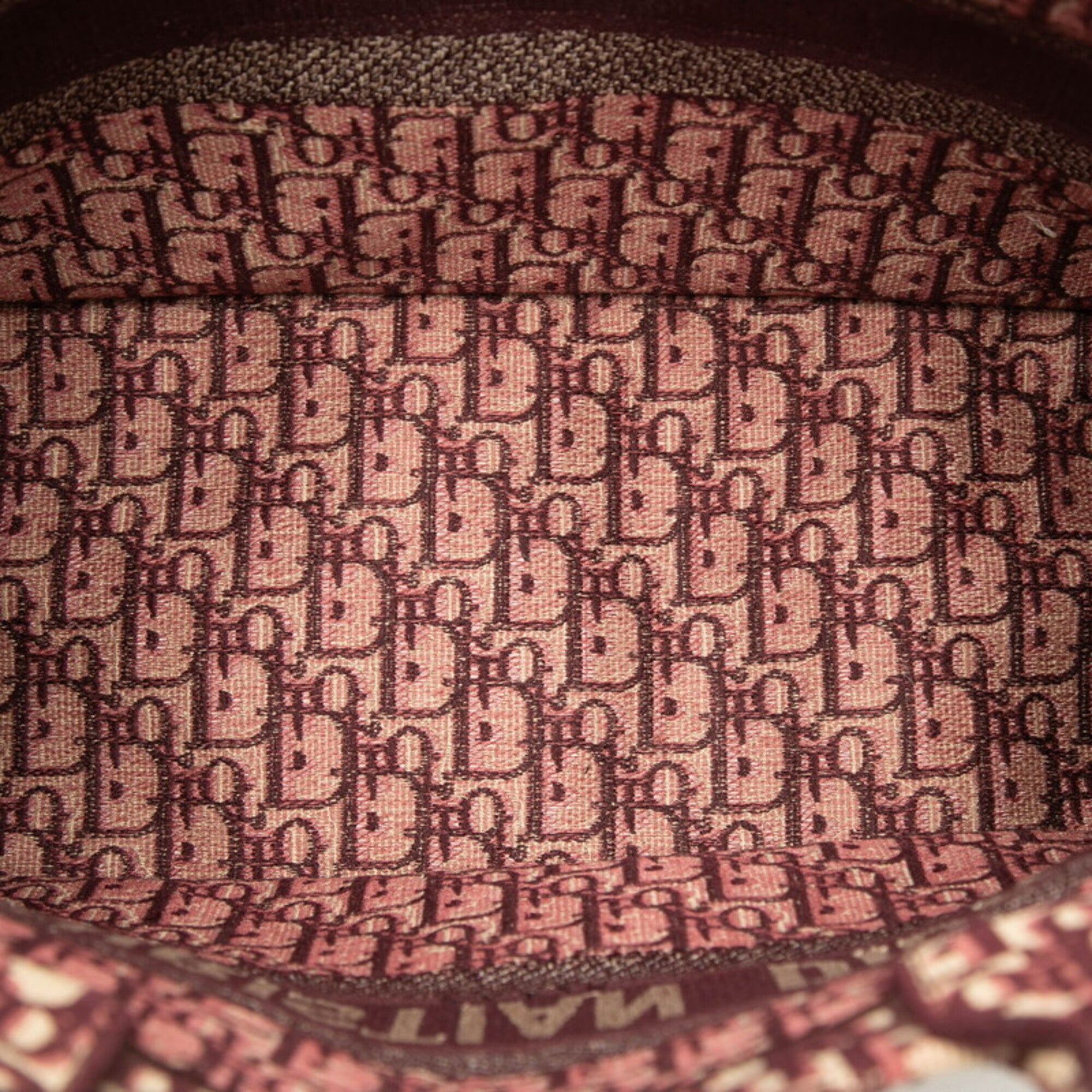 Christian Dior Beige Red Color Wine Canvas Shoulder Bag Tote Bag (Pre-Owned)