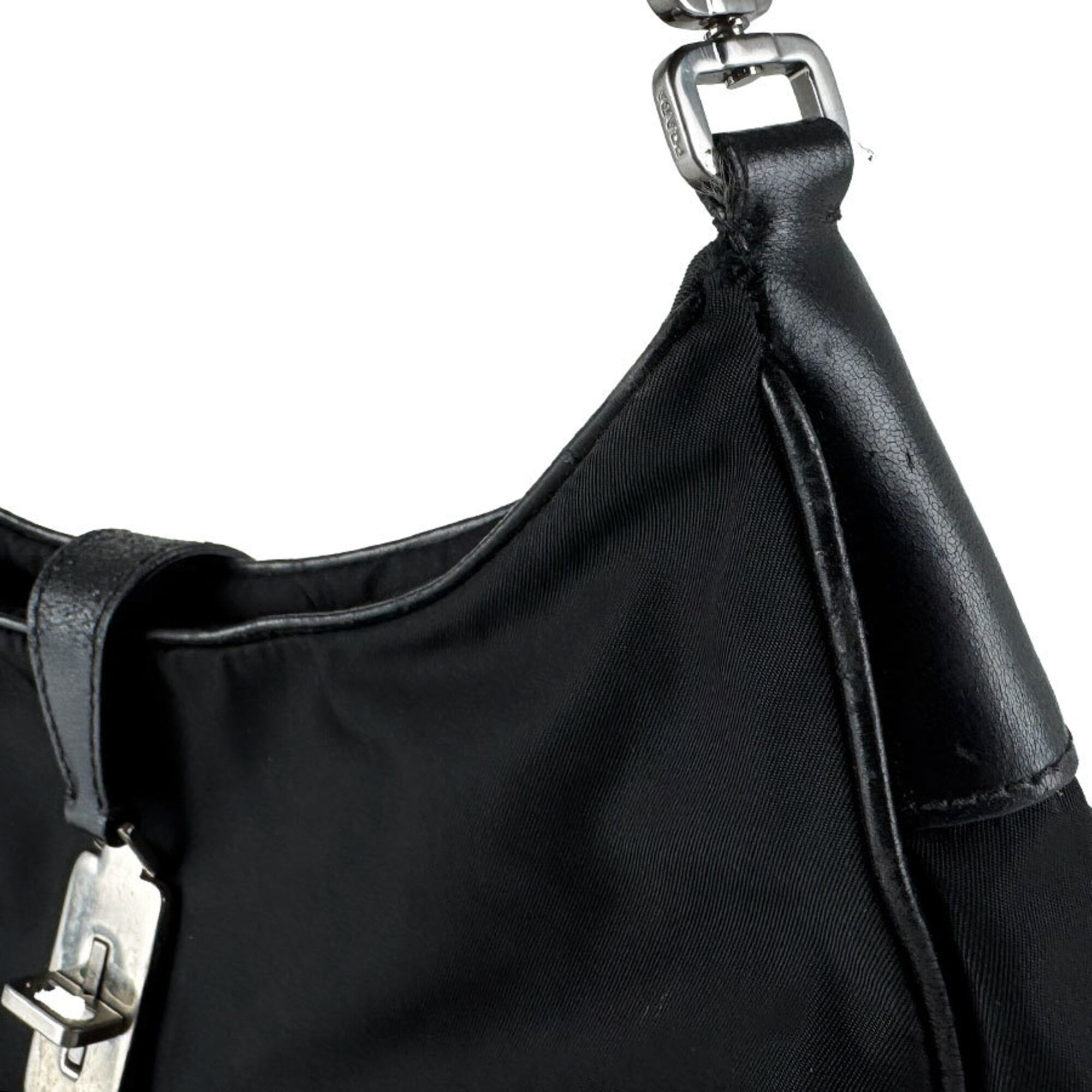 Prada Black Nylon Leather Handbag (Pre-Owned)