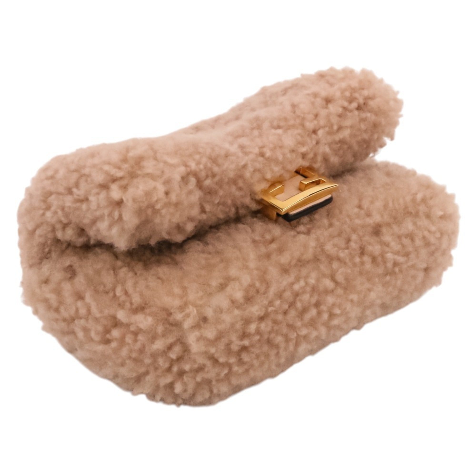 Fendi Baguette Pink Beige Fur Shoulder Bag (Pre-Owned)