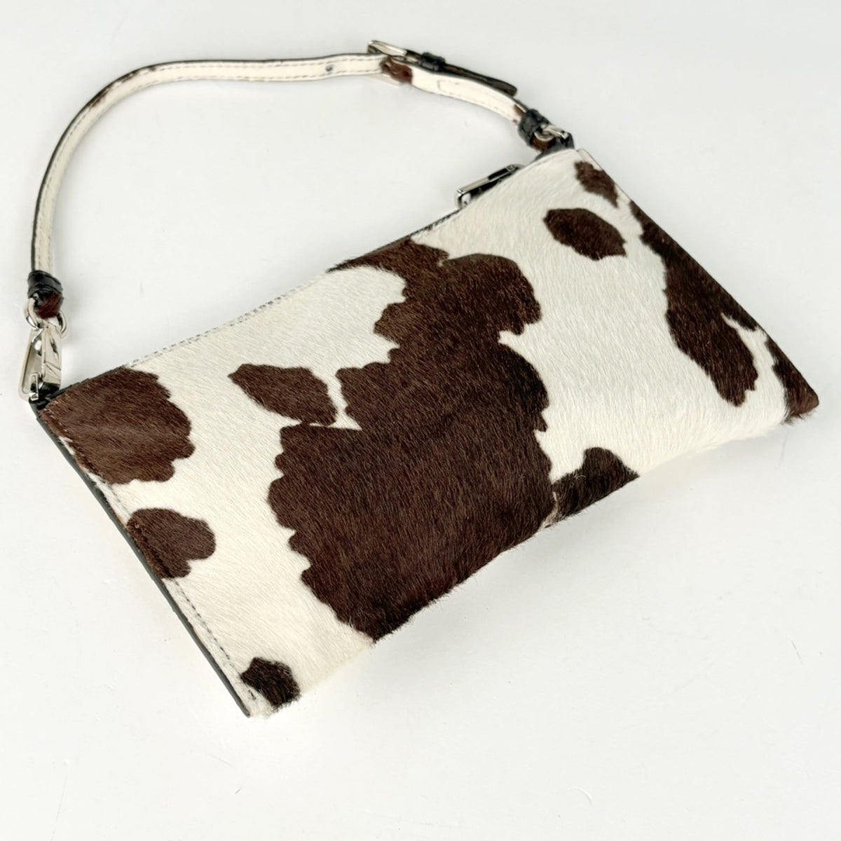 Miu Miu Brown White Leather Handbag Pouch (Pre-Owned)