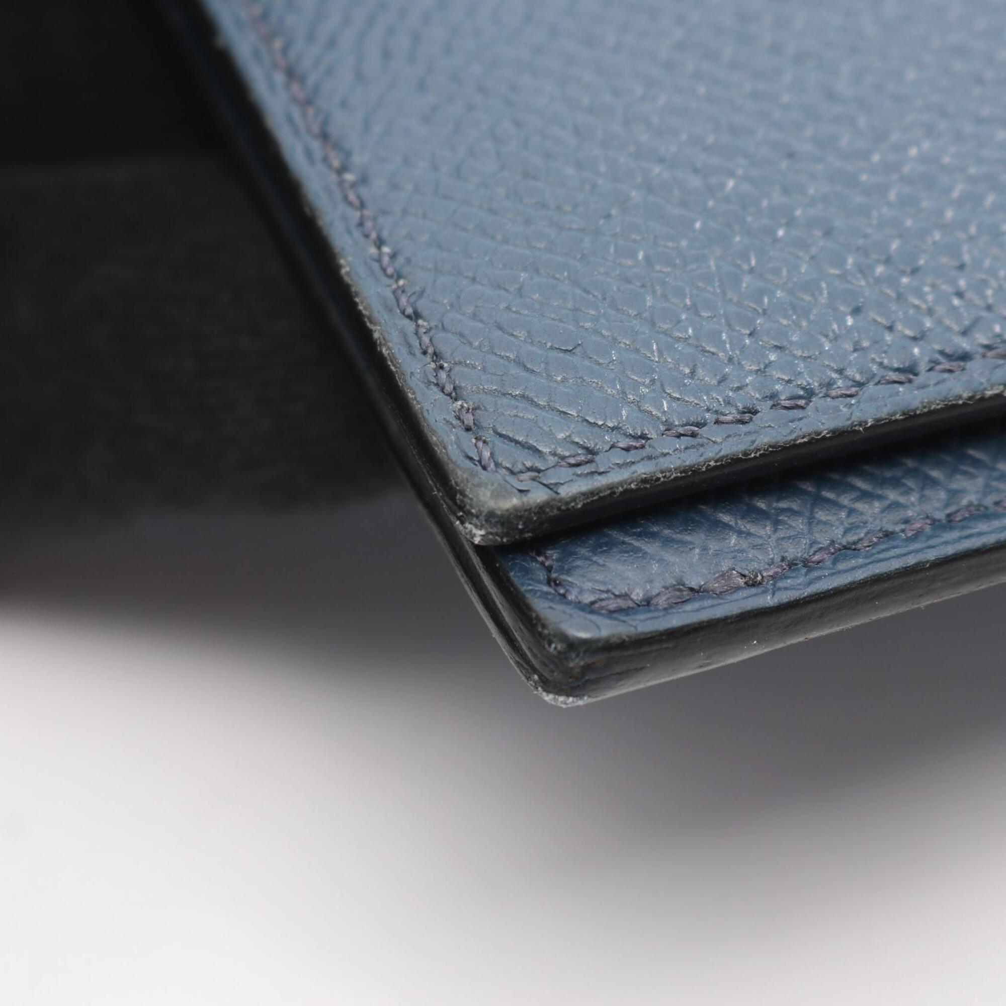 Hermes Navy Epsom Leather Leather Long Wallet (Bi-Fold) (Pre-Owned)