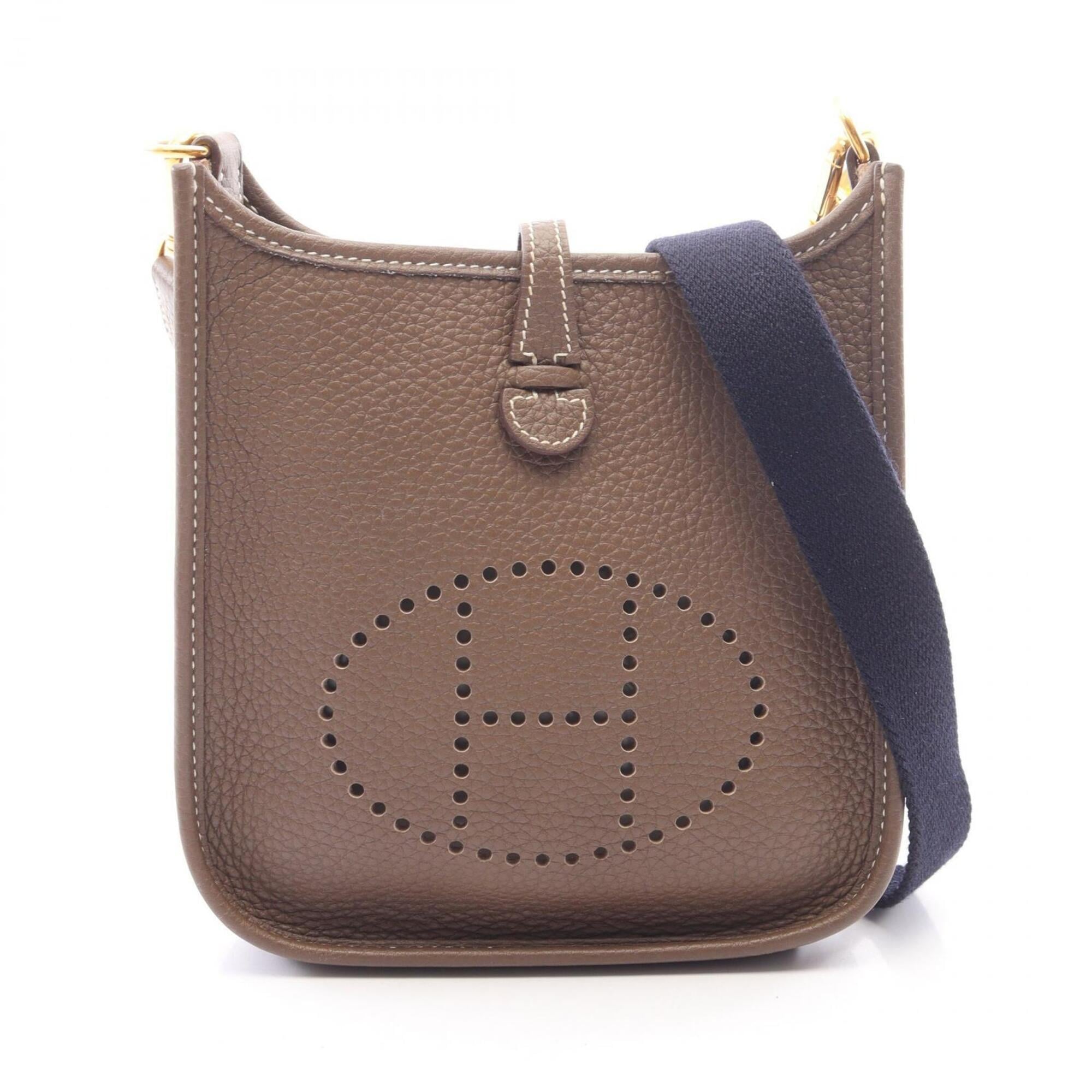 Hermes Etoupe Gray Gray Taurillon Clemence Leather Leather Handbag Shoulder Bag (Pre-Owned)