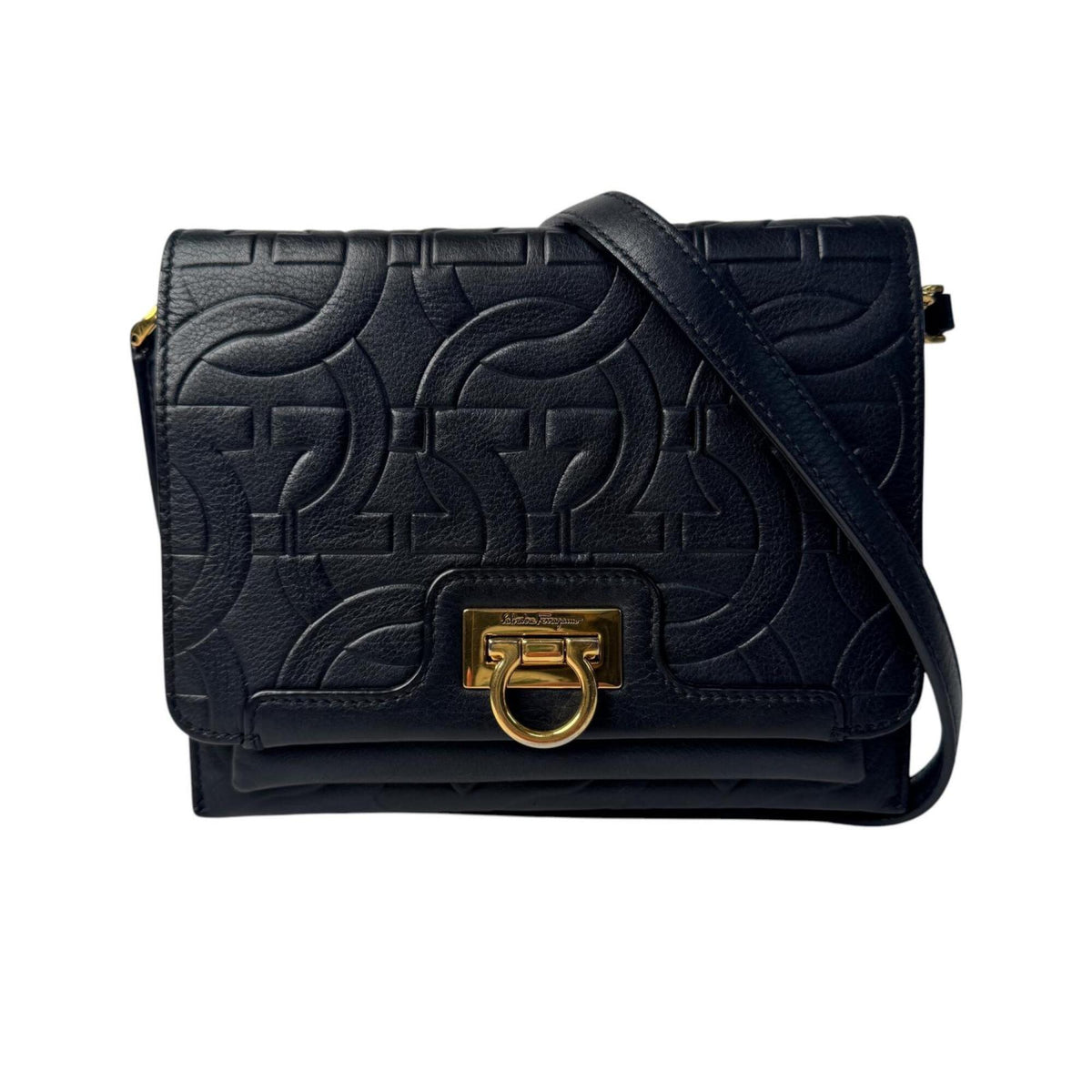 Salvatore Ferragamo Black Leather Shoulder Bag (Pre-Owned)