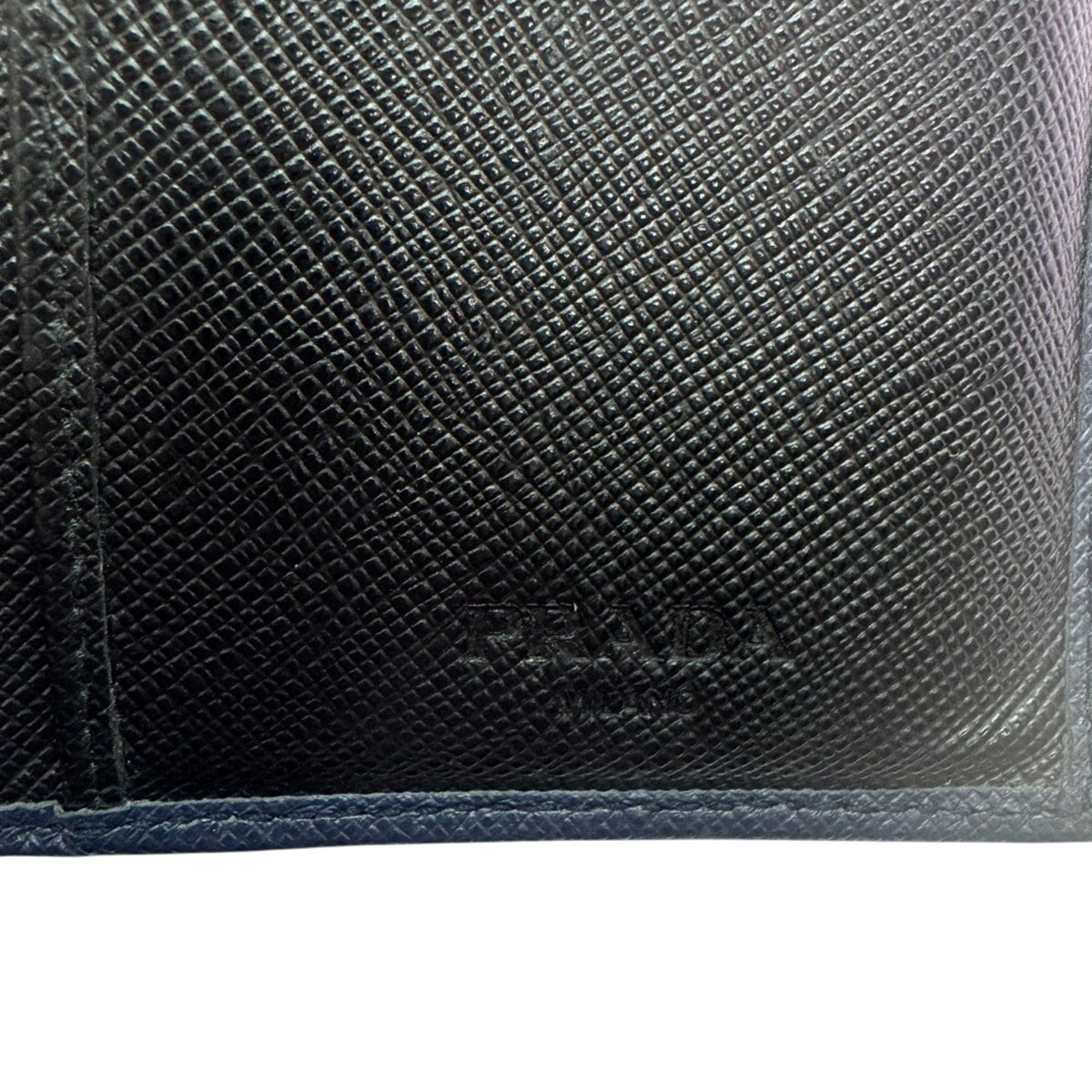 Prada Saffiano Navy Leather Long Wallet (Bi-Fold) (Pre-Owned)