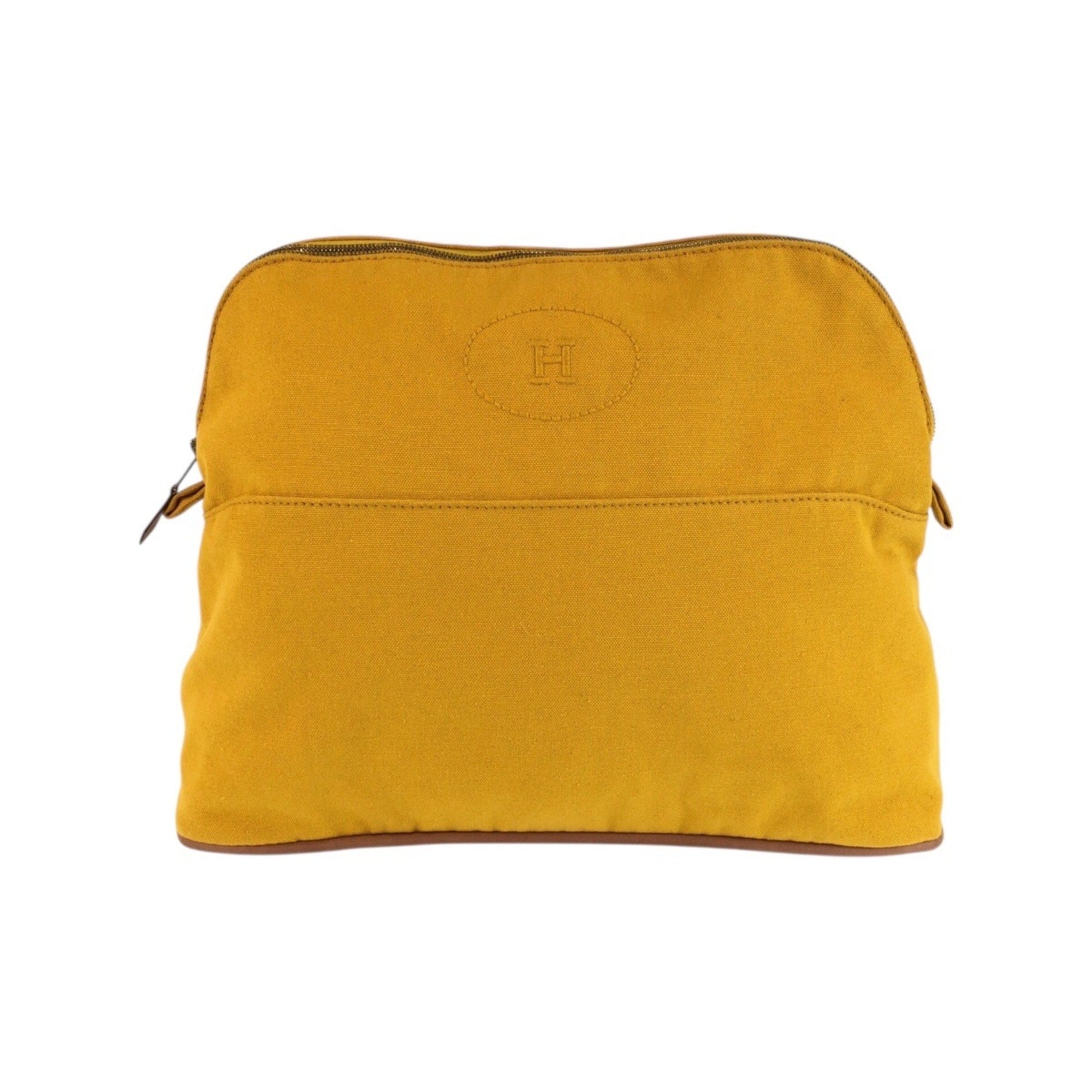 Hermes Mustard Yellow Canvas Handbag Pouch (Pre-Owned)