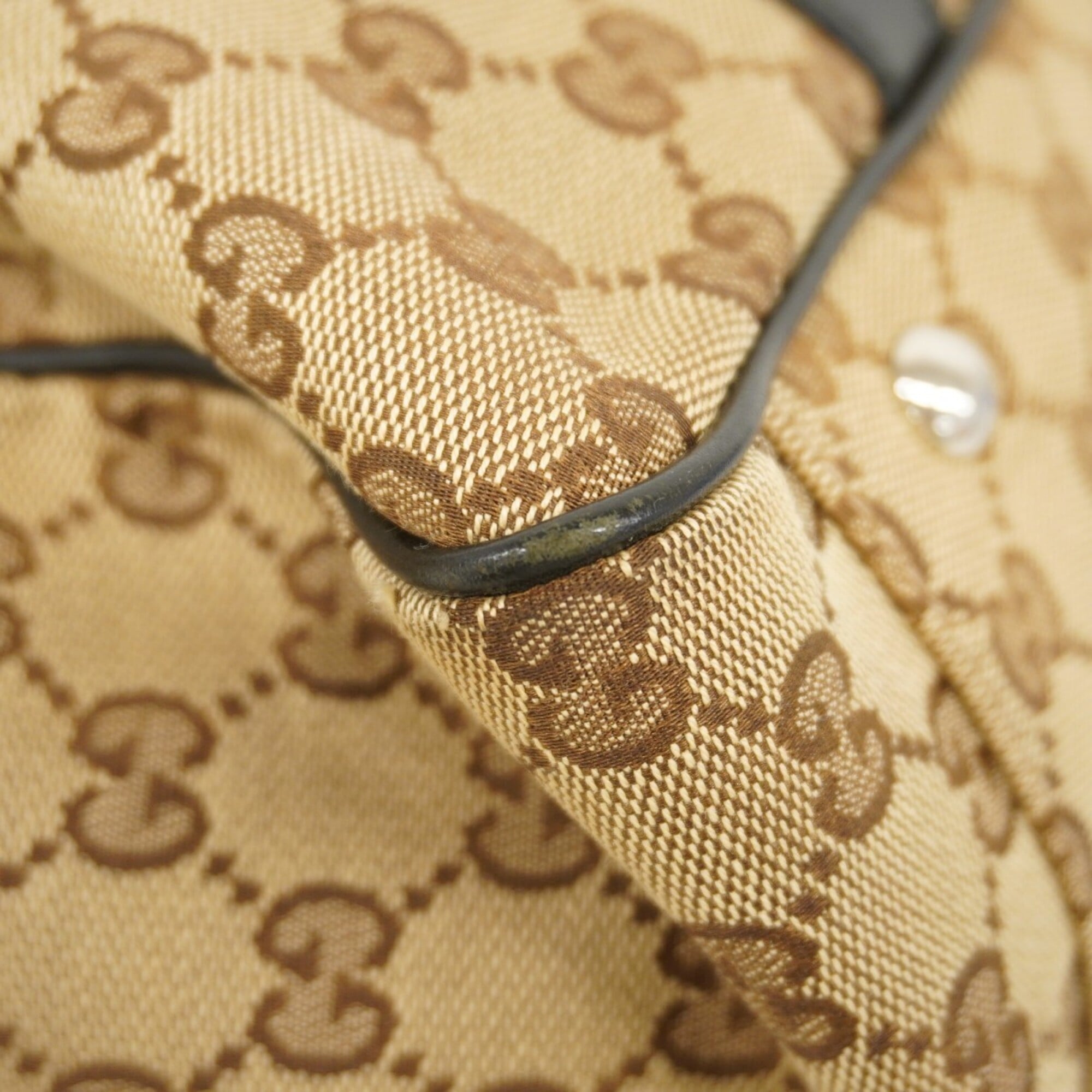 Gucci Beige Black Canvas Tote Bag (Pre-Owned)