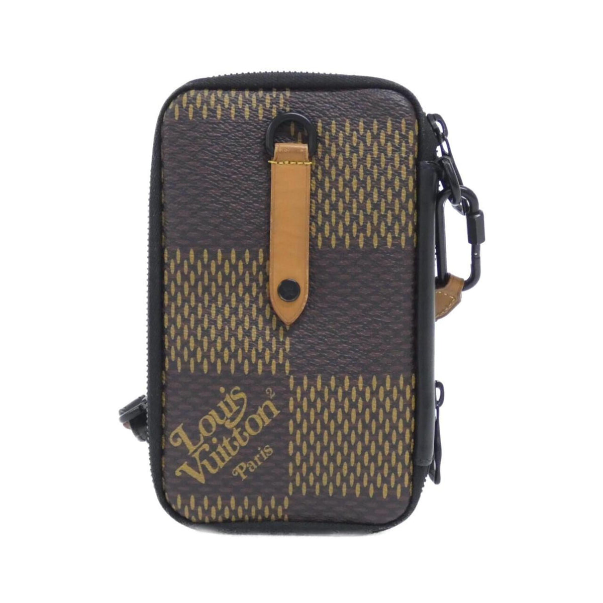 Louis Vuitton Black Brown Coated Canvas Phone Wallet (Pre-Owned)
