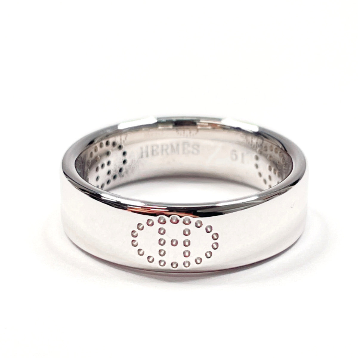 Hermes Silver White Gold (18K) Band Ring (Pre-Owned)
