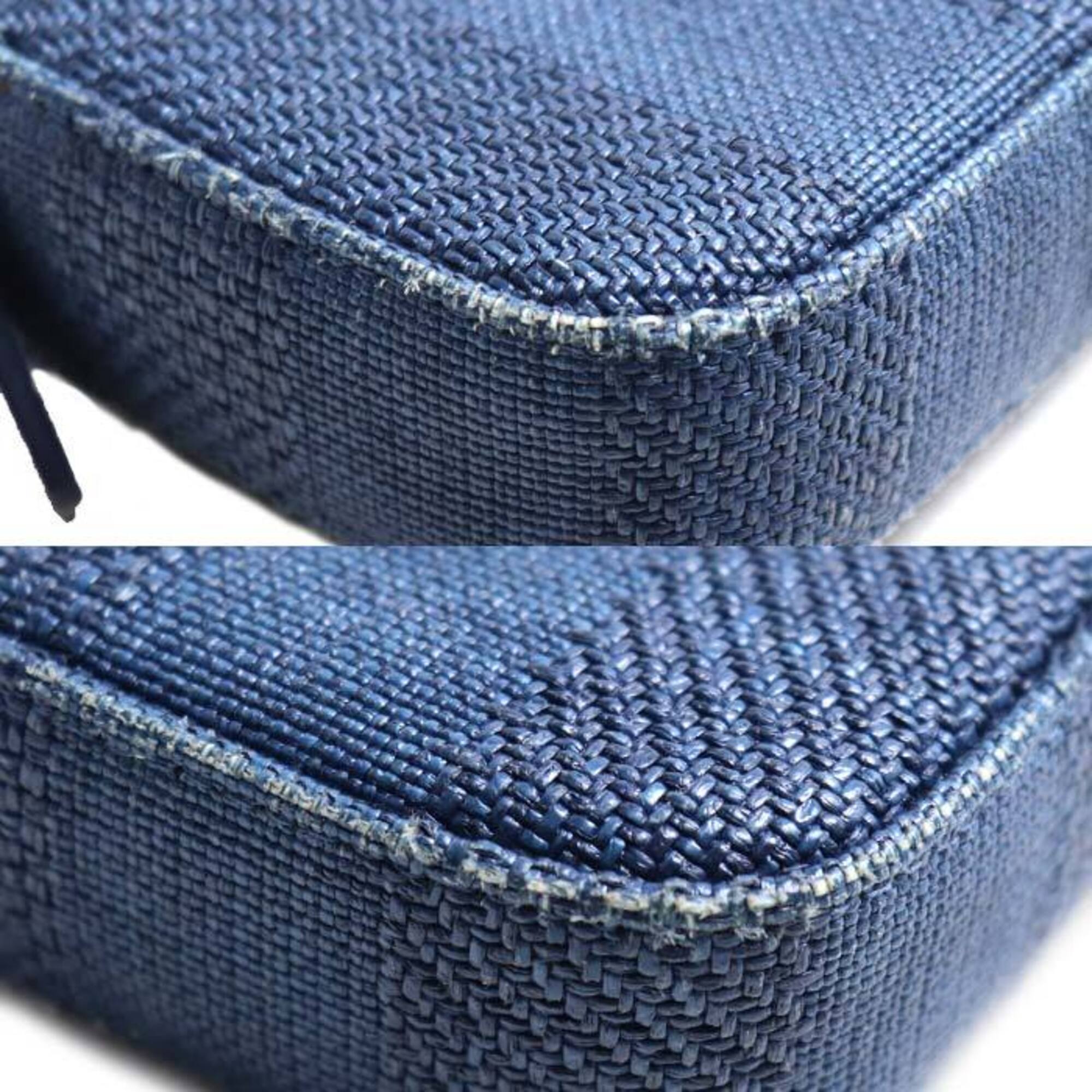 Chanel Navy Canvas Leather Shoulder Bag (Pre-Owned)