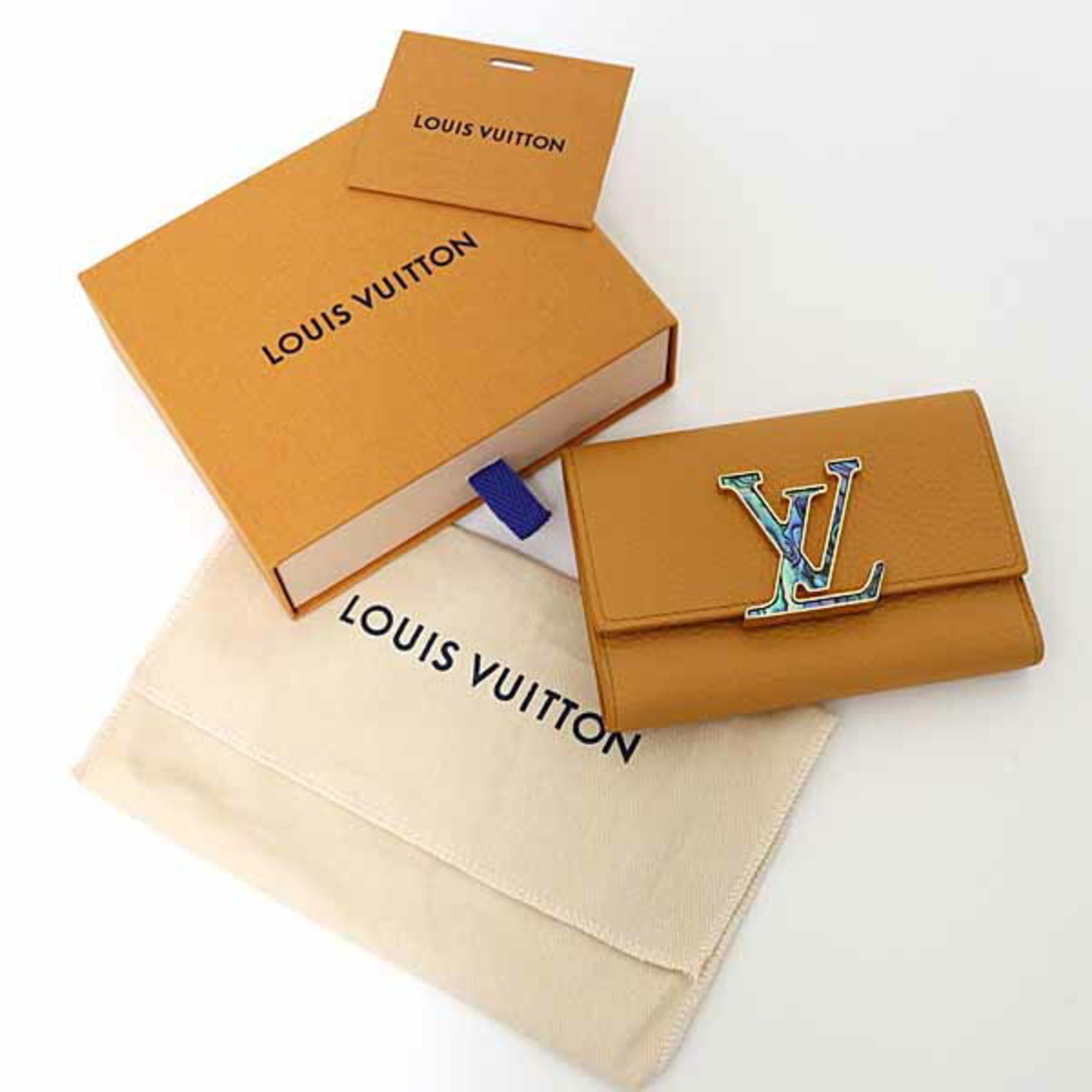 Louis Vuitton Orange Saffron Yellow Leather Wallet (Tri-Fold) (Pre-Owned)
