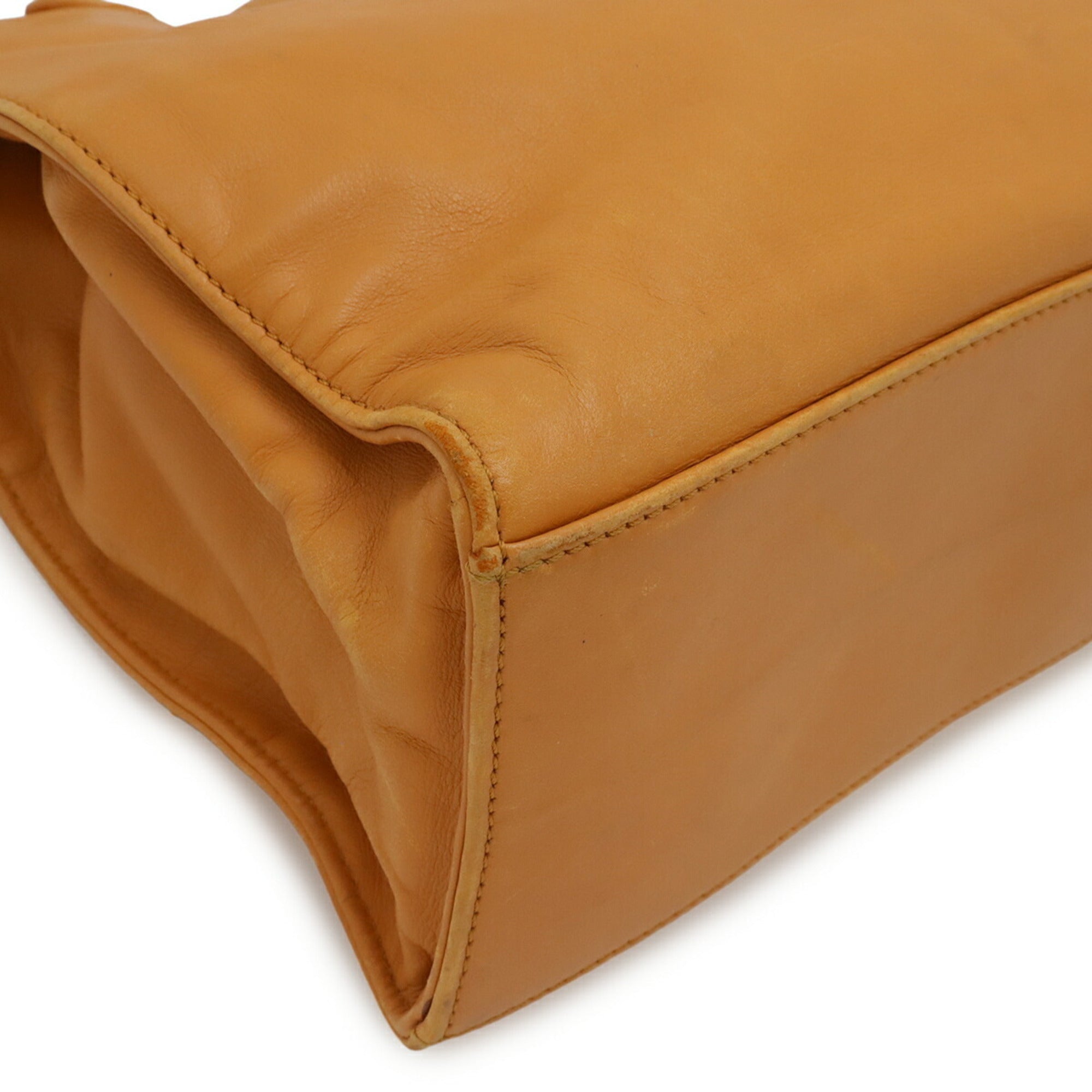 Chanel Mustard Leather Shoulder Bag Tote Bag (Pre-Owned)