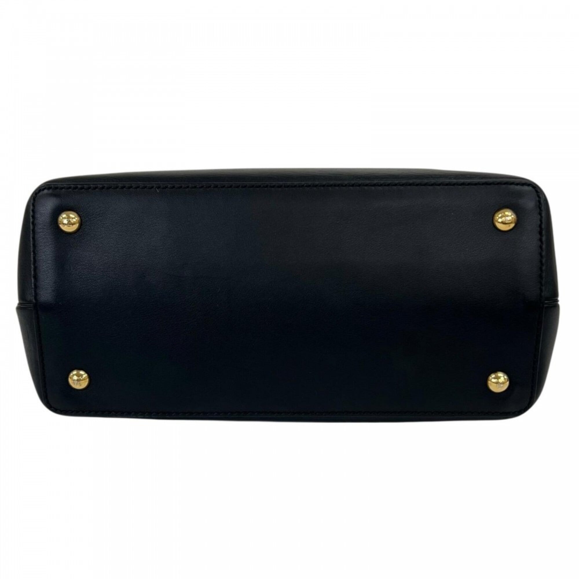 Fendi Black White Leather Handbag (Pre-Owned)