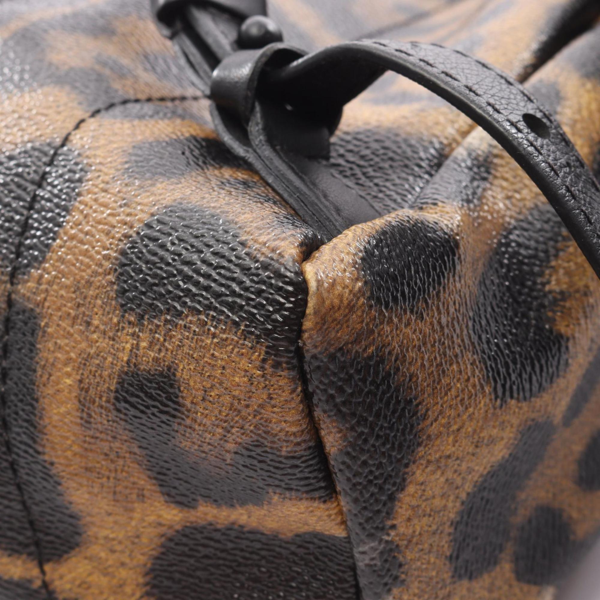 Louis Vuitton Black Brown Coated Canvas Leather Backpack (Pre-Owned)