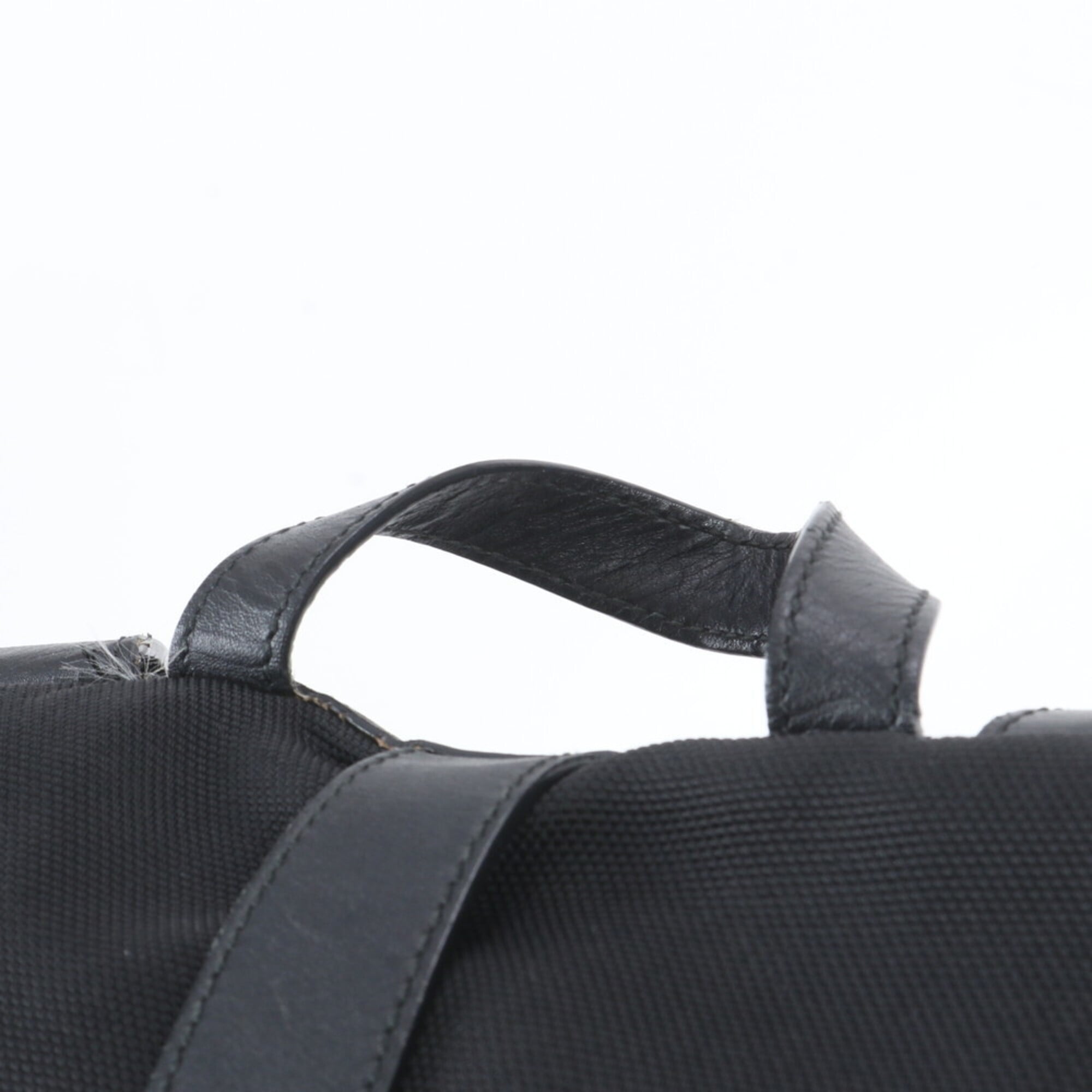 Gucci Black Leather Canvas Backpack Shoulder Bag (Pre-Owned)