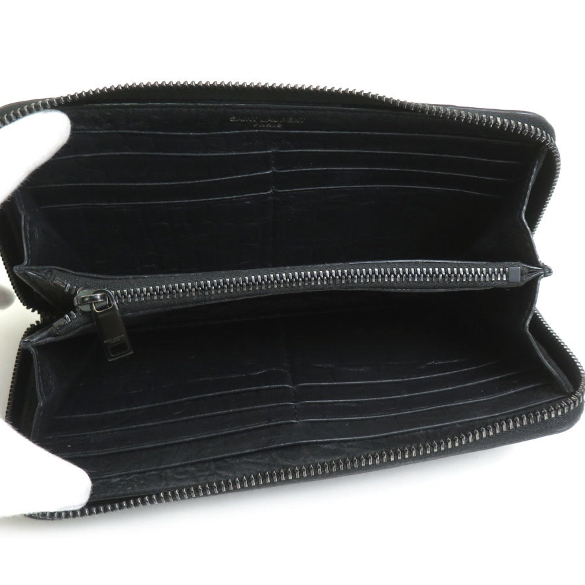 Saint Laurent Black Leather Long Wallet (Bi-Fold) (Pre-Owned)
