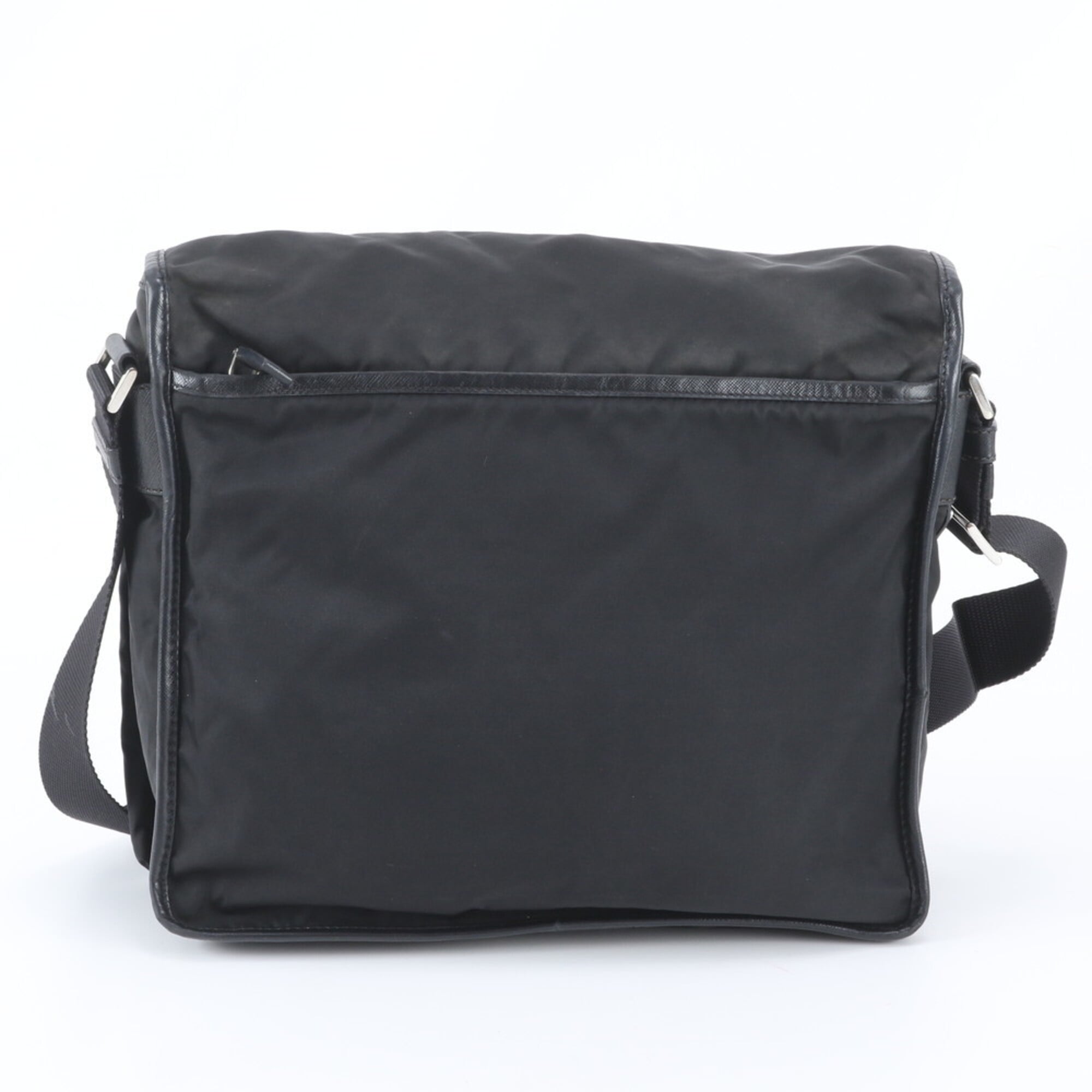 Prada Black White Nylon Leather Shoulder Bag (Pre-Owned)