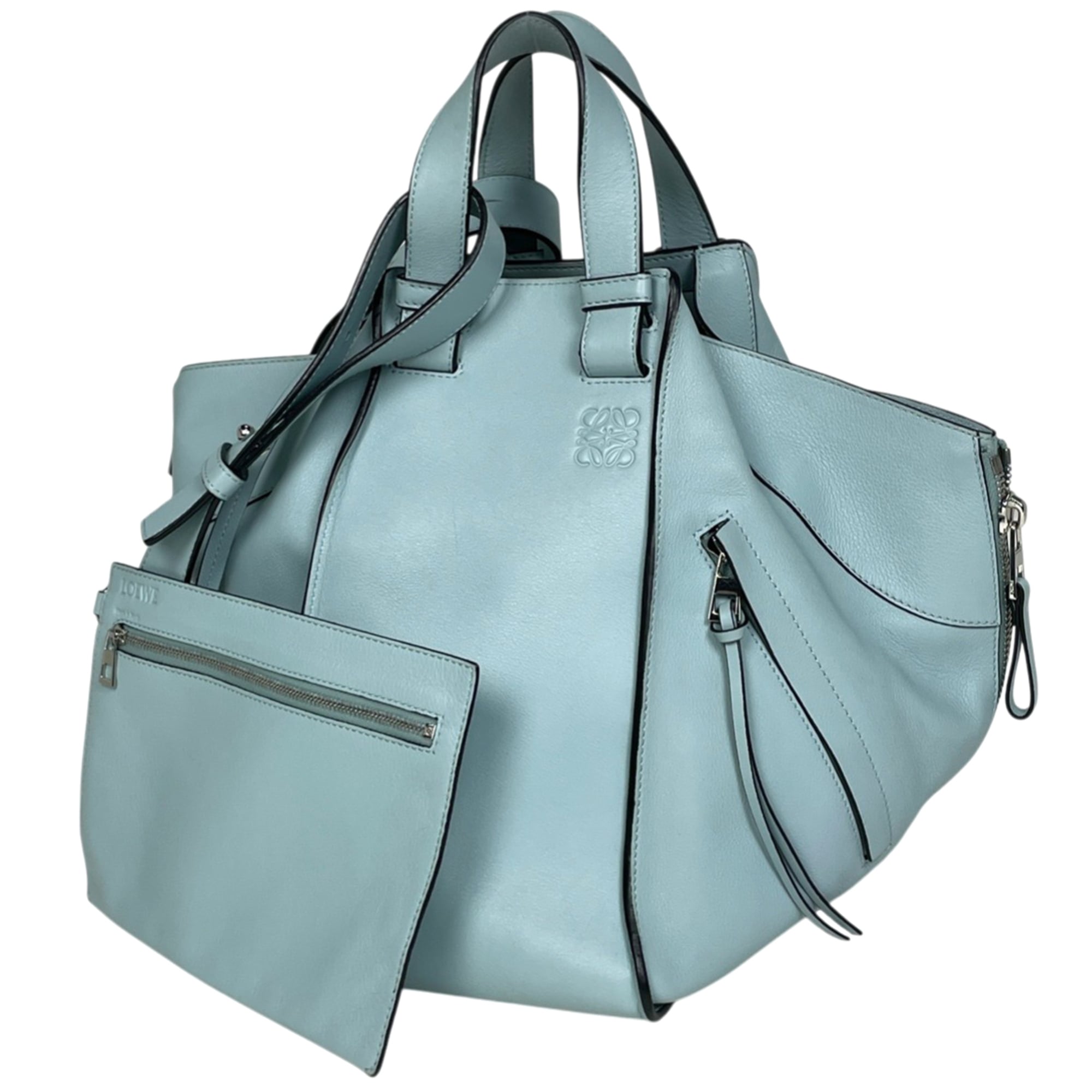 Loewe Light Blue Leather Handbag Pouch Shoulder Bag (Pre-Owned)