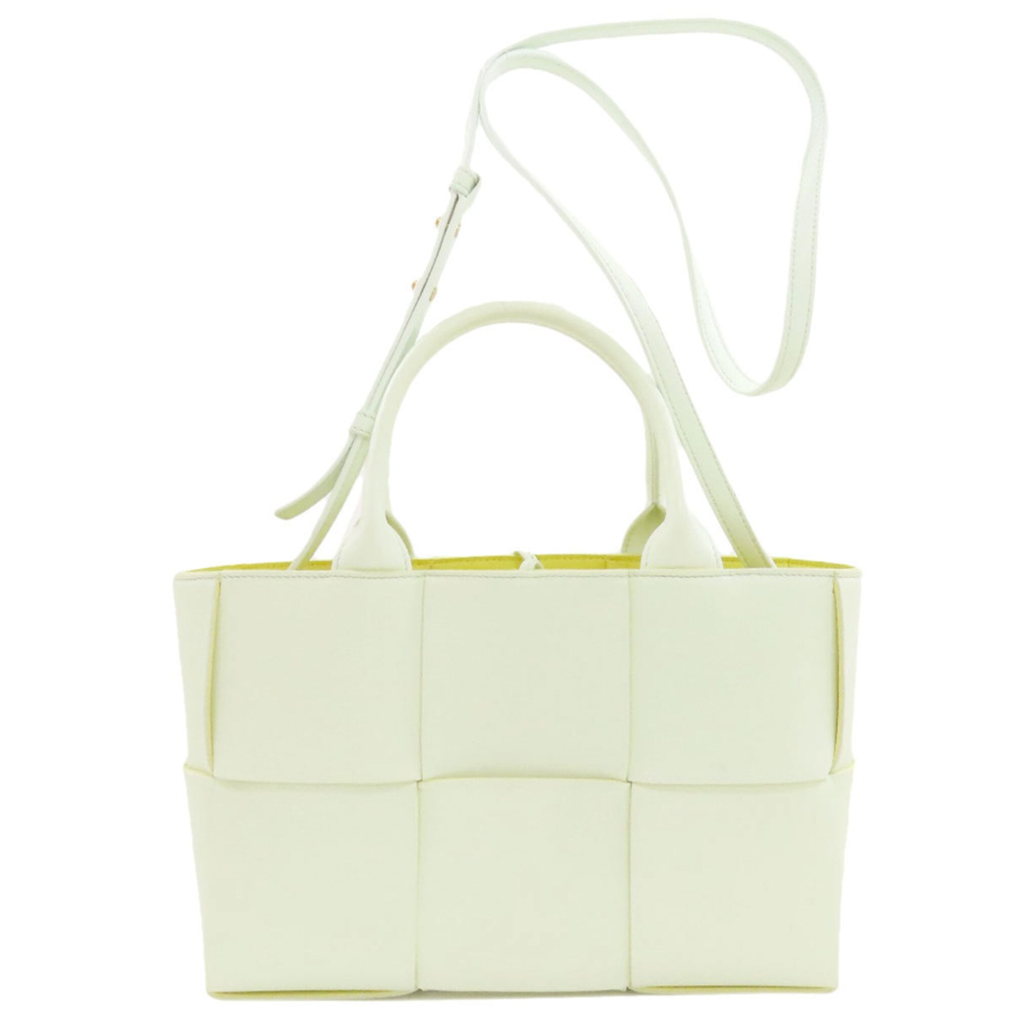Bottega Veneta Green White Leather Handbag Pouch (Pre-Owned)