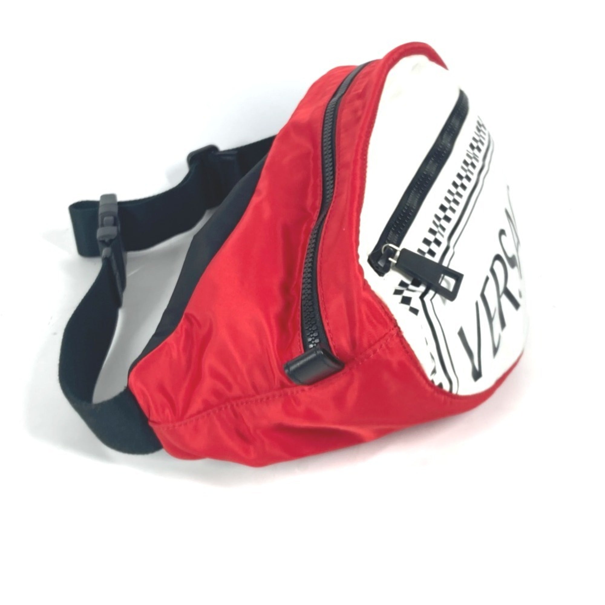 Versace Red Color White Nylon Shoulder Bag Sling Bag (Pre-Owned)