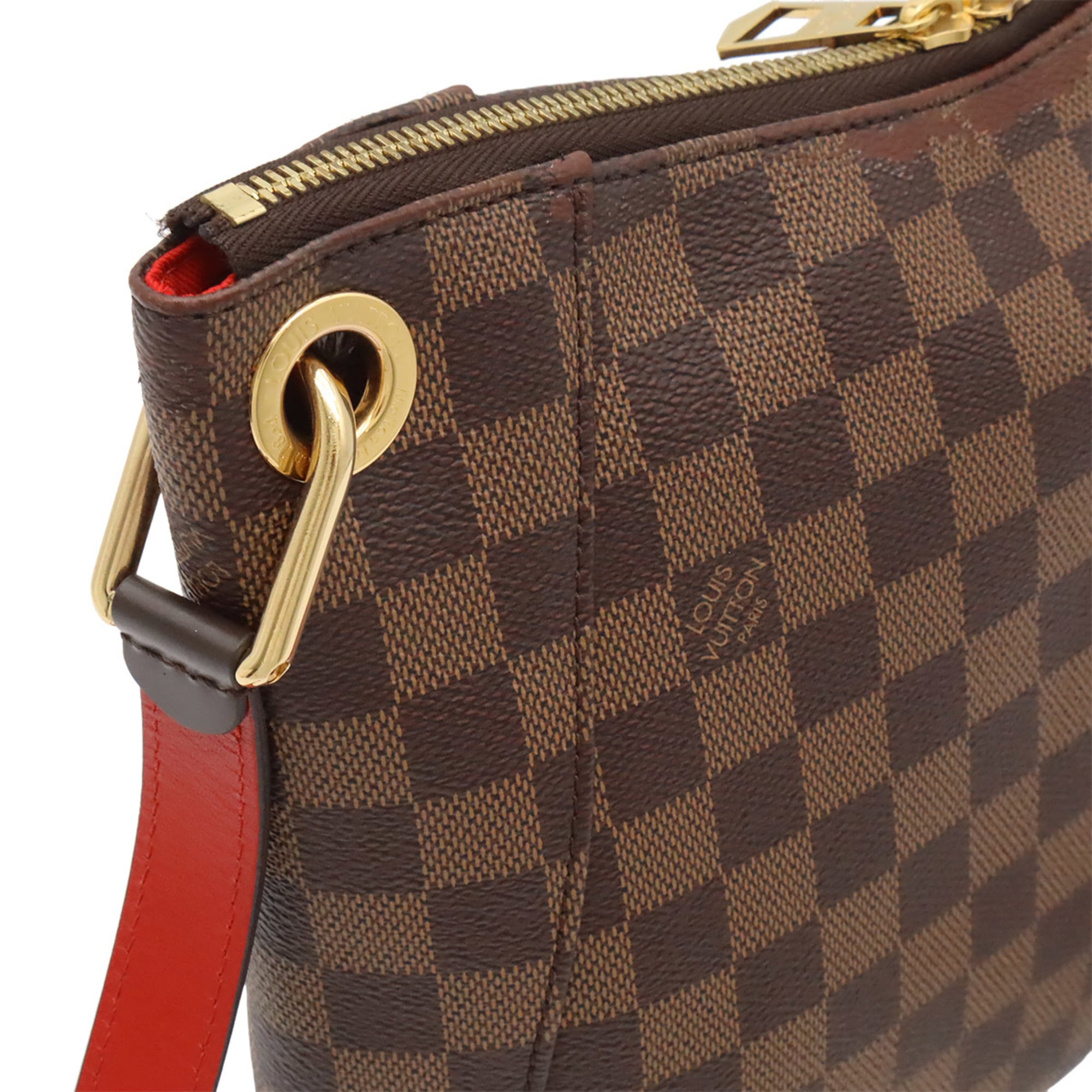 Louis Vuitton Brown Damier Canvas Red Color Pvc Damier Canvas Shoulder Bag (Pre-Owned)